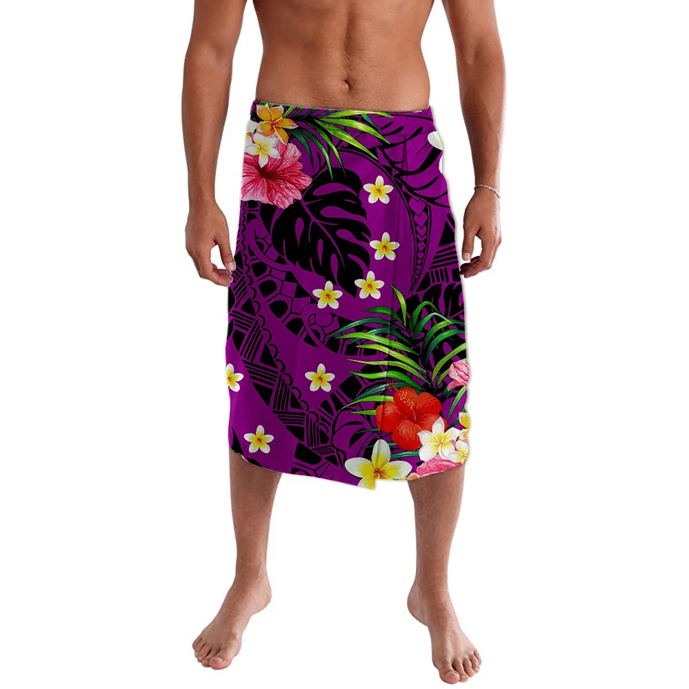 Polynesian Clothing - Tropical Flower Purple Pattern Lavalava Lavalava