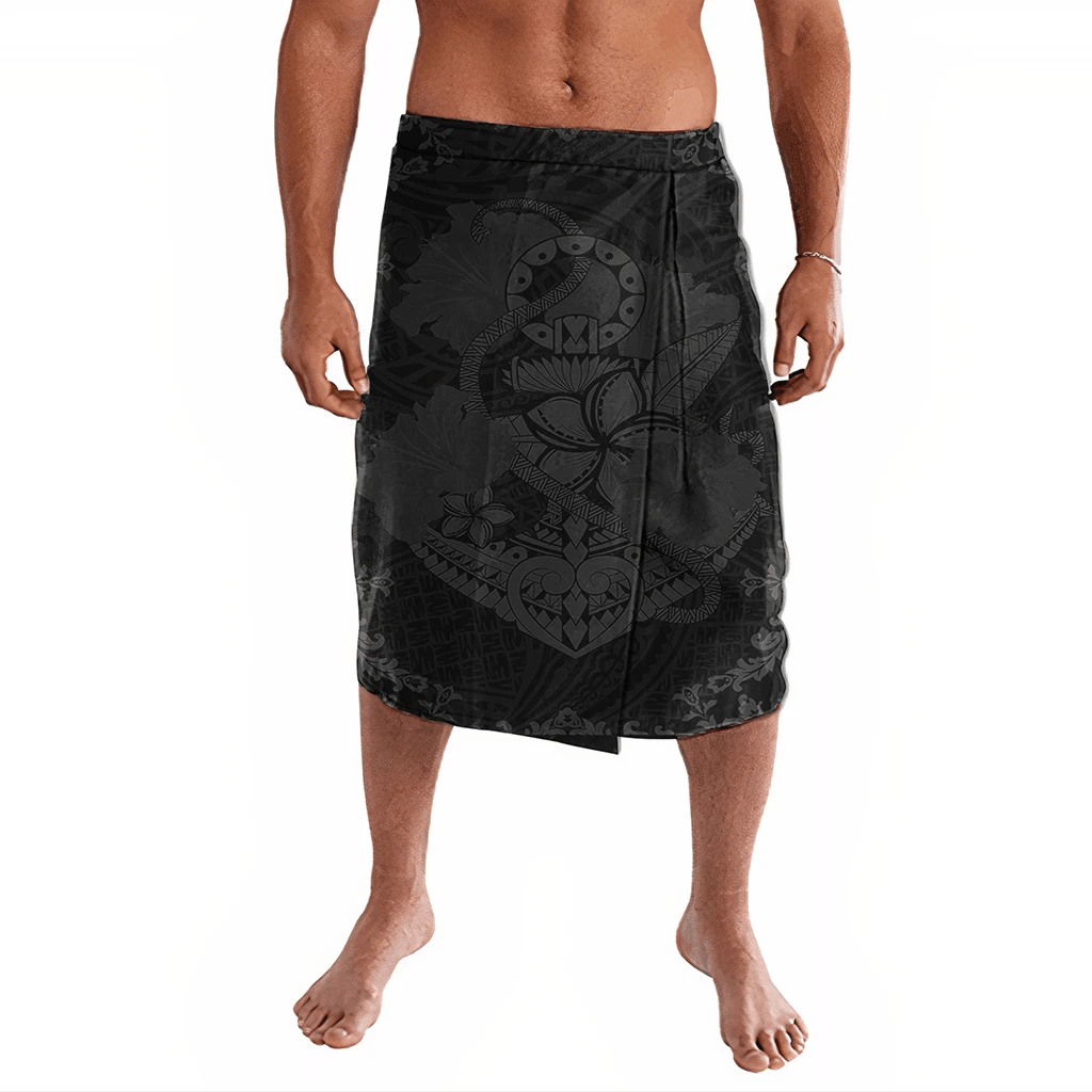 Polynesian Clothing - Hawaii Anchor Hibiscus Flower Vintage Ie Faitaga Grey