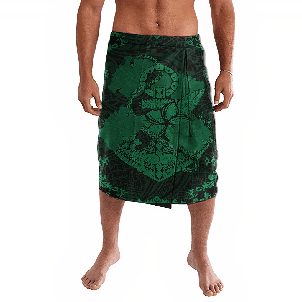 Polynesian Clothing - Hawaii Anchor Hibiscus Flower Vintage Ie Faitaga Green