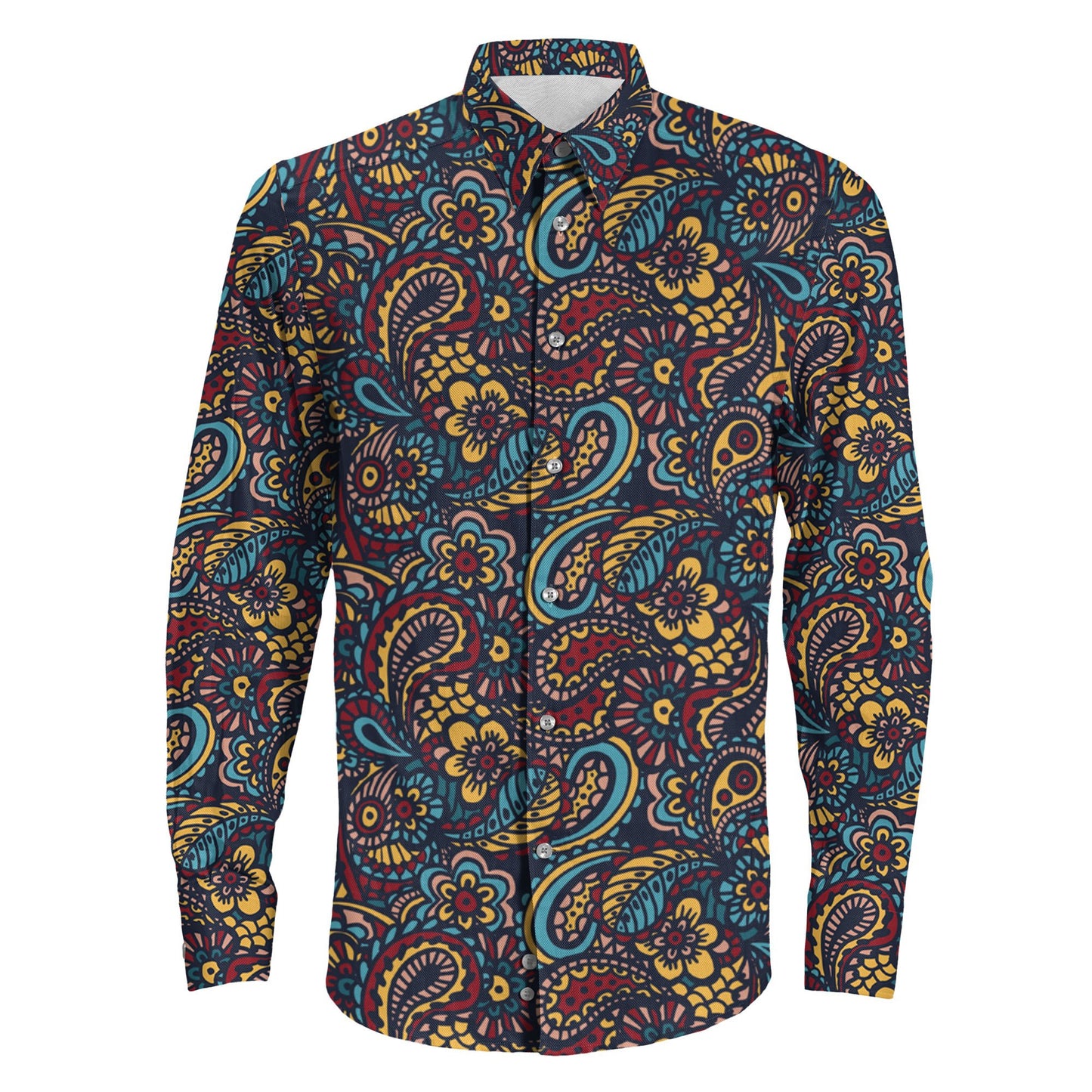 Shirt Luxurious Floral Seamless Pattern Long Sleeve Button Shirt