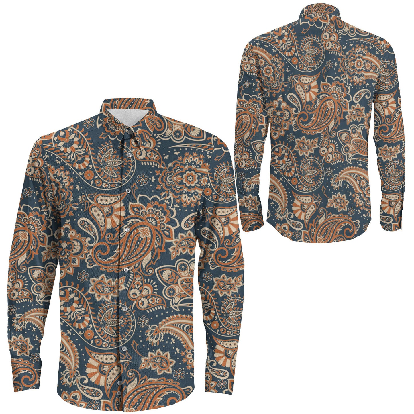 Shirt Seamless Floral Pattern Long Sleeve Button Shirt