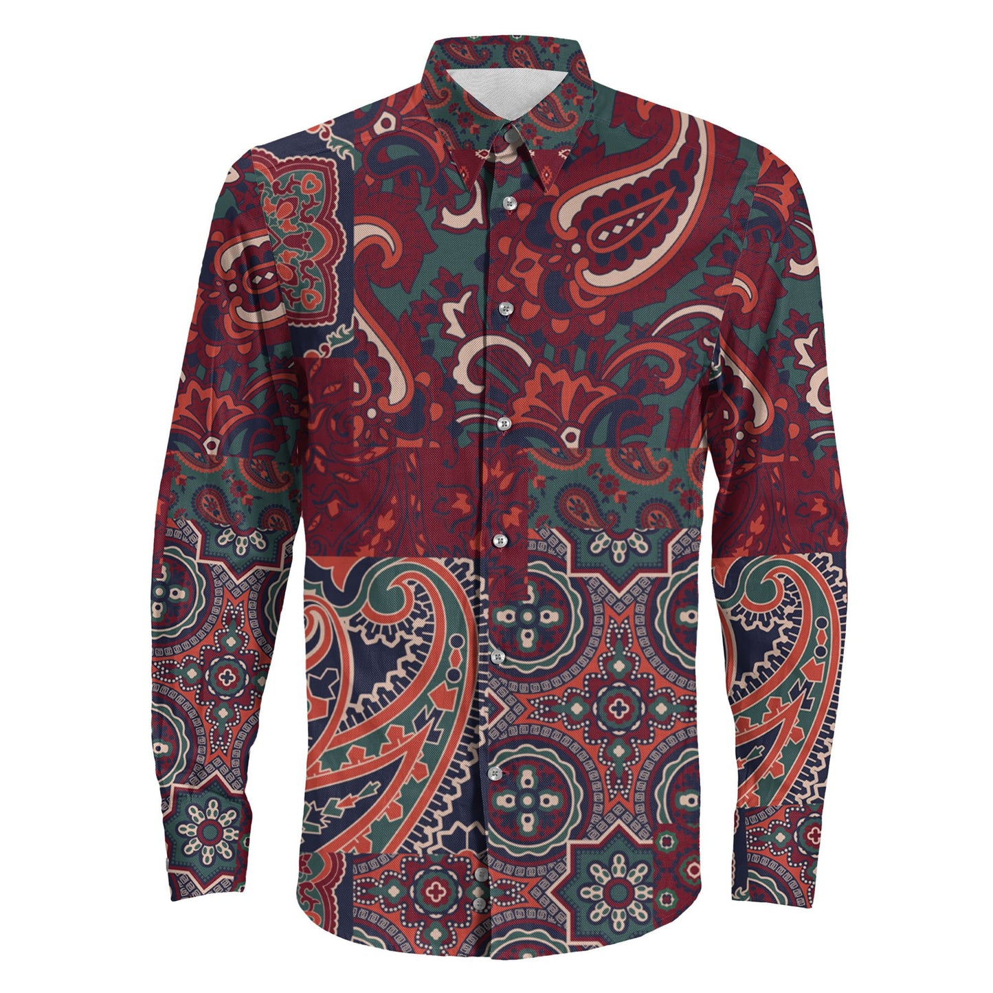 Shirt Cashmere Paisley Long Sleeve Button Shirt