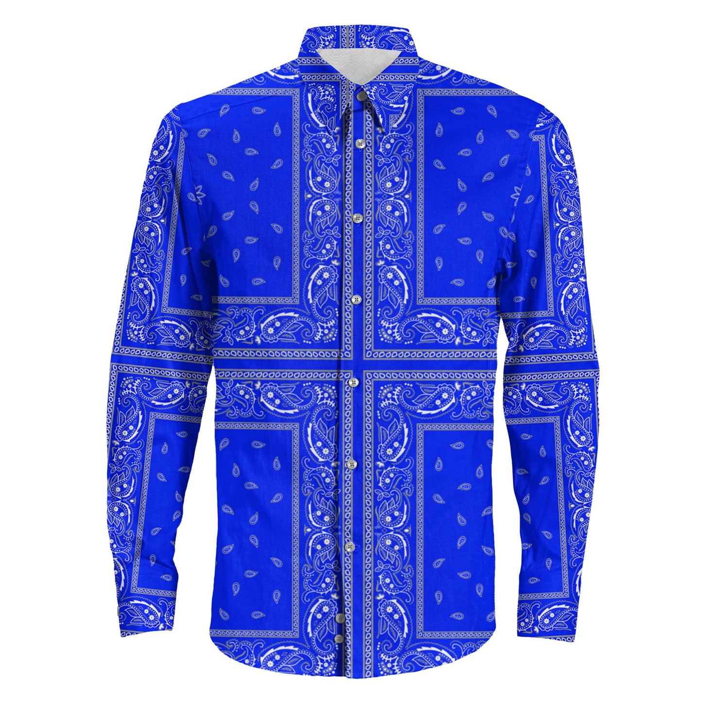Shirt Paisley Bandana 4 Piece Blue Long Sleeve Button Shirt