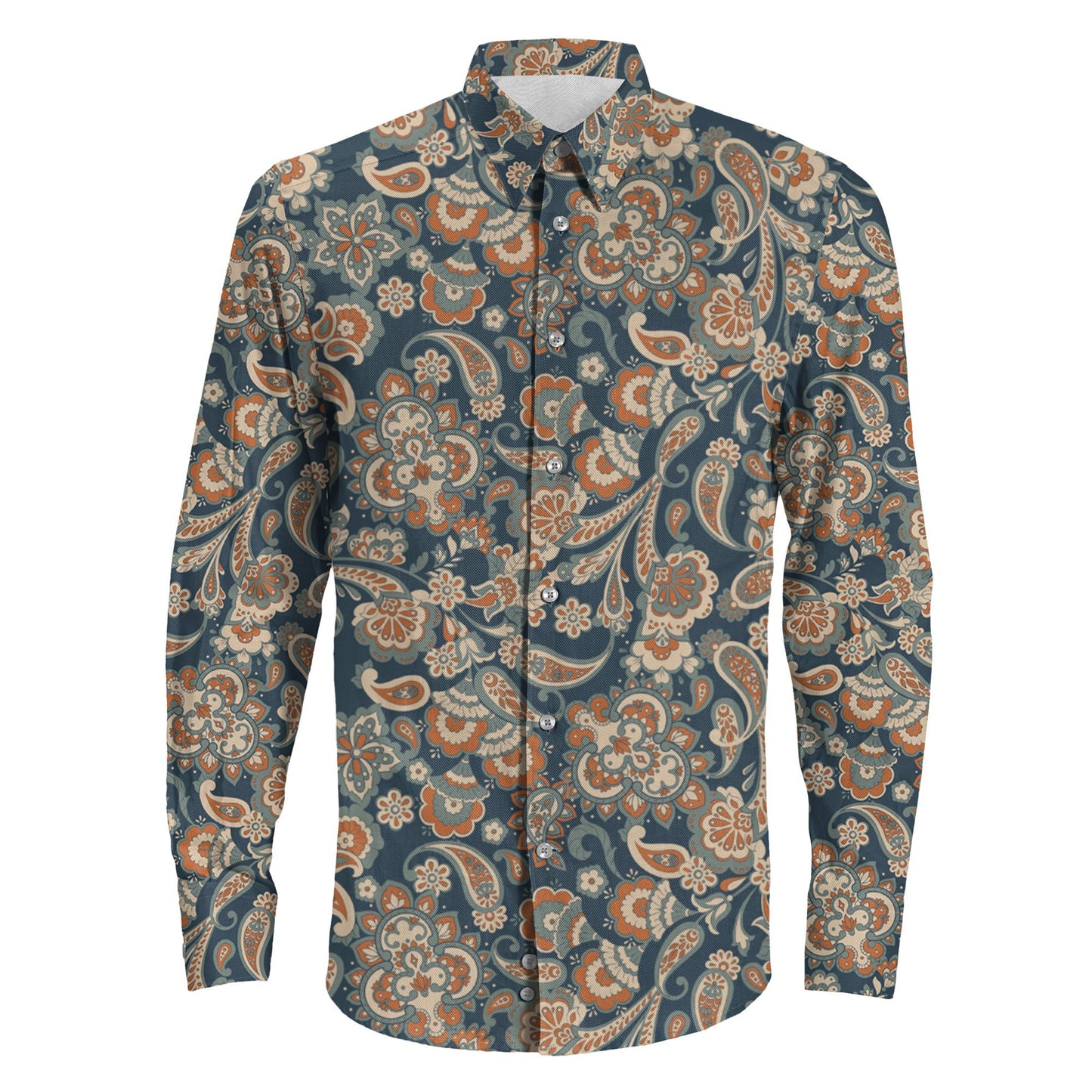 Shirt Floral Seamless Long Sleeve Button Shirt