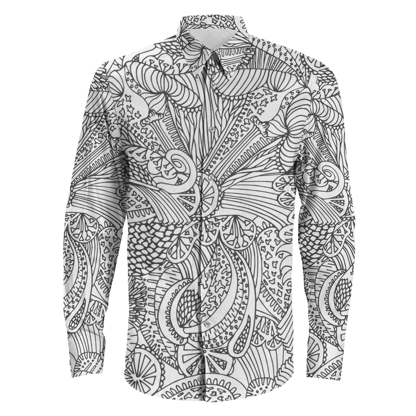 Shirt Abstract Seamless Pattern Tropic Fruit And Flowers Long Sleeve Button Shirt