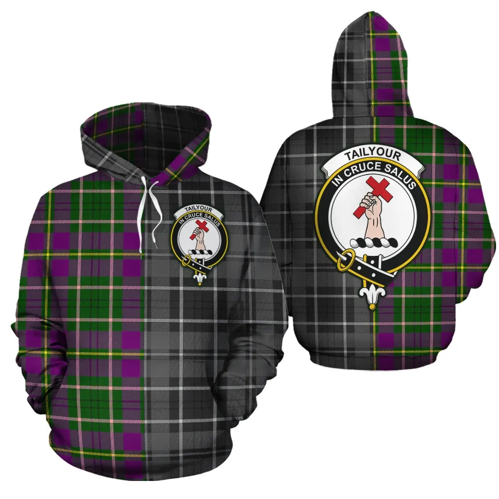 Printivon Taylor Clan Half Of Me New Version Crest Tartan Hoodie