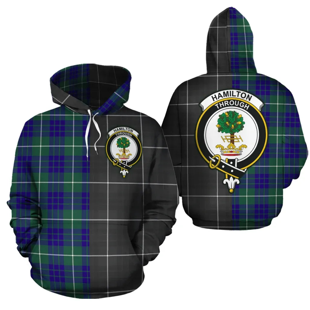 Printivon Hamilton Hunting Modern Clan Half Of Me New Version Crest Tartan Hoodie