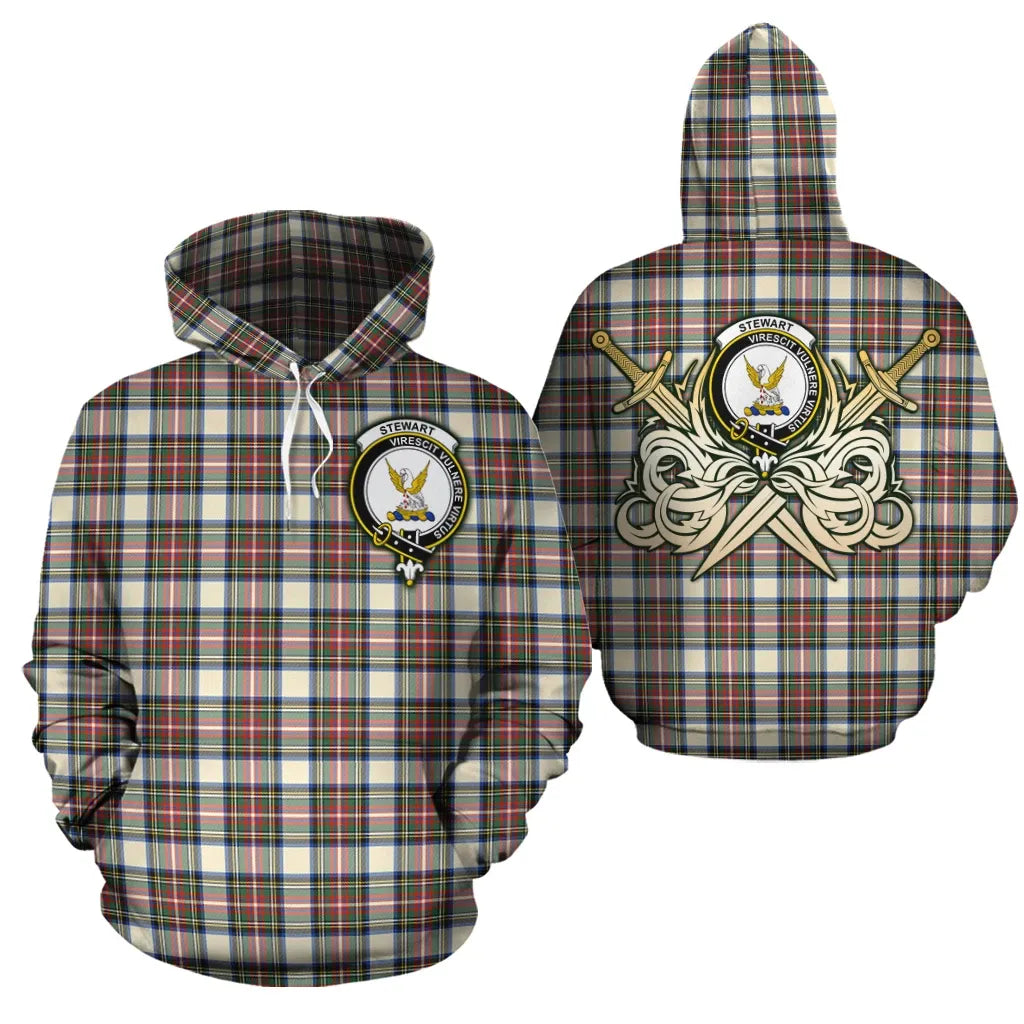 Printivon Stewart Dress Ancient Clan Crest Tartan Scottish Gold Thistle Hoodie