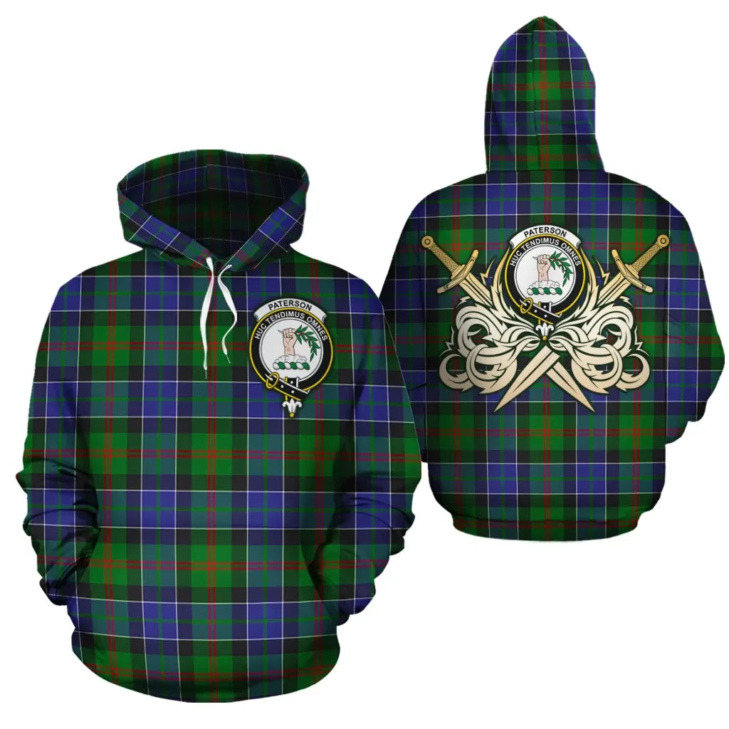 Printivon Paterson Clan Crest Tartan Scottish Gold Thistle Hoodie