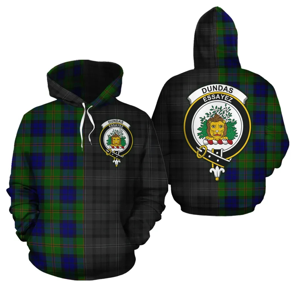 Printivon Dundas Modern Clan Half Of Me New Version Crest Tartan Hoodie