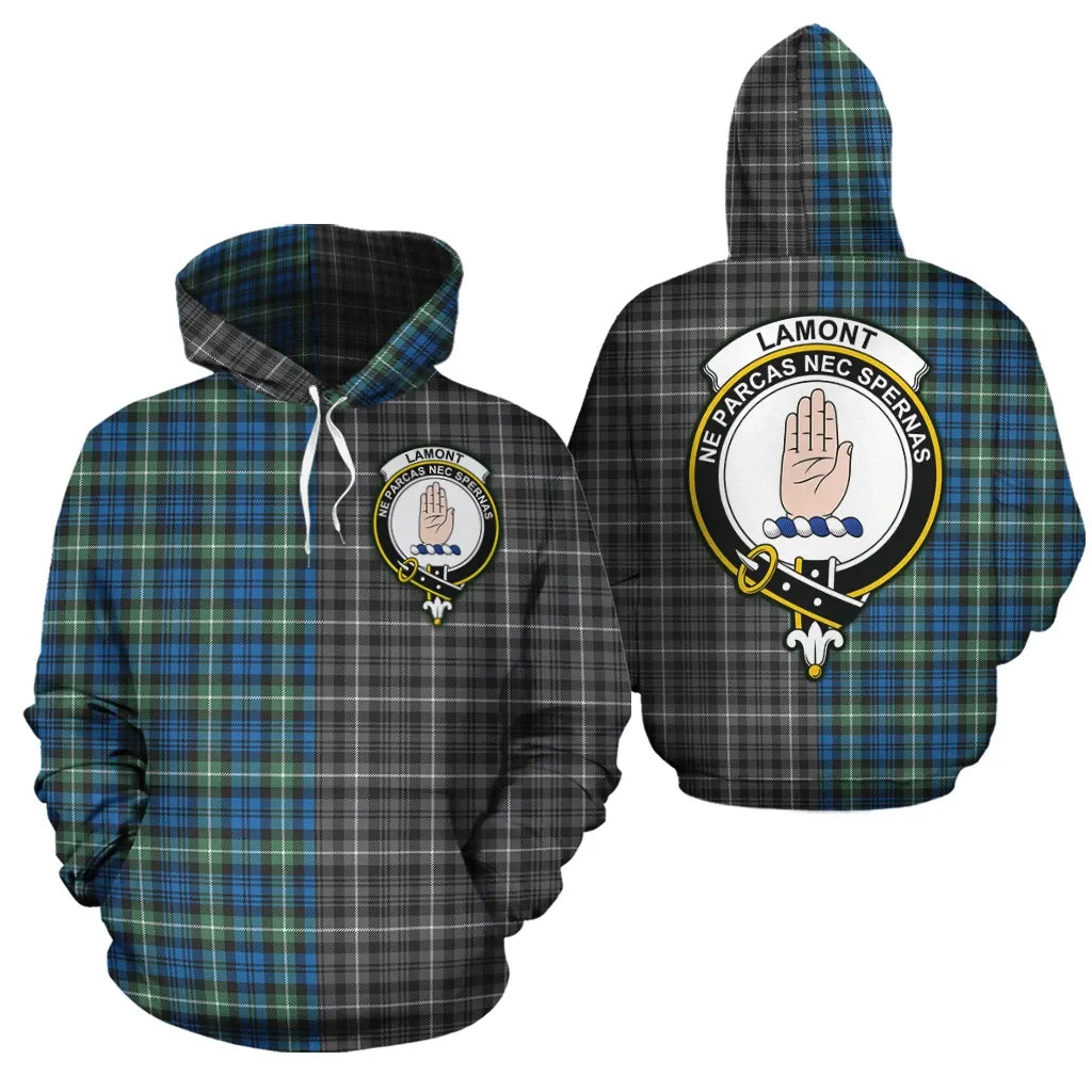 Printivon Lamont Ancient Clan Half Of Me New Version Crest Tartan Hoodie