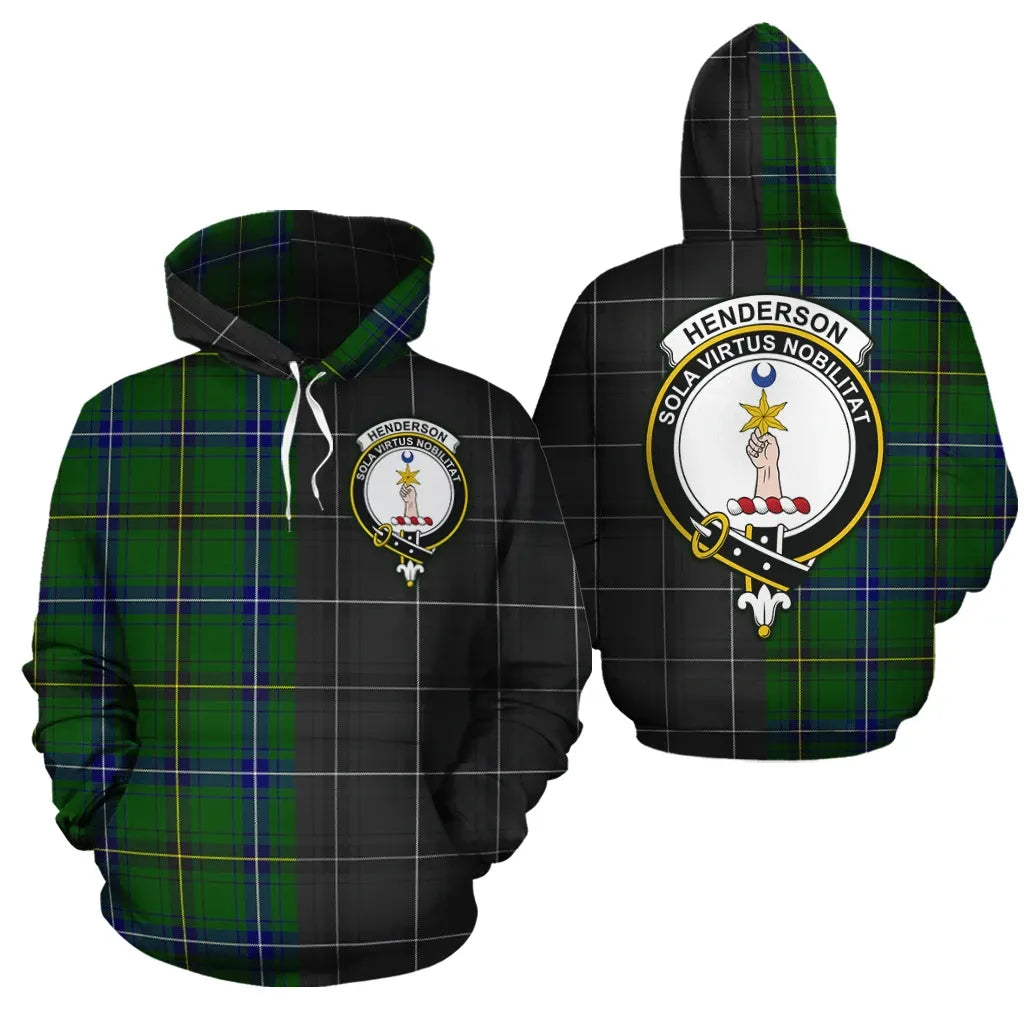 Printivon Henderson Modern Clan Half Of Me New Version Crest Tartan Hoodie