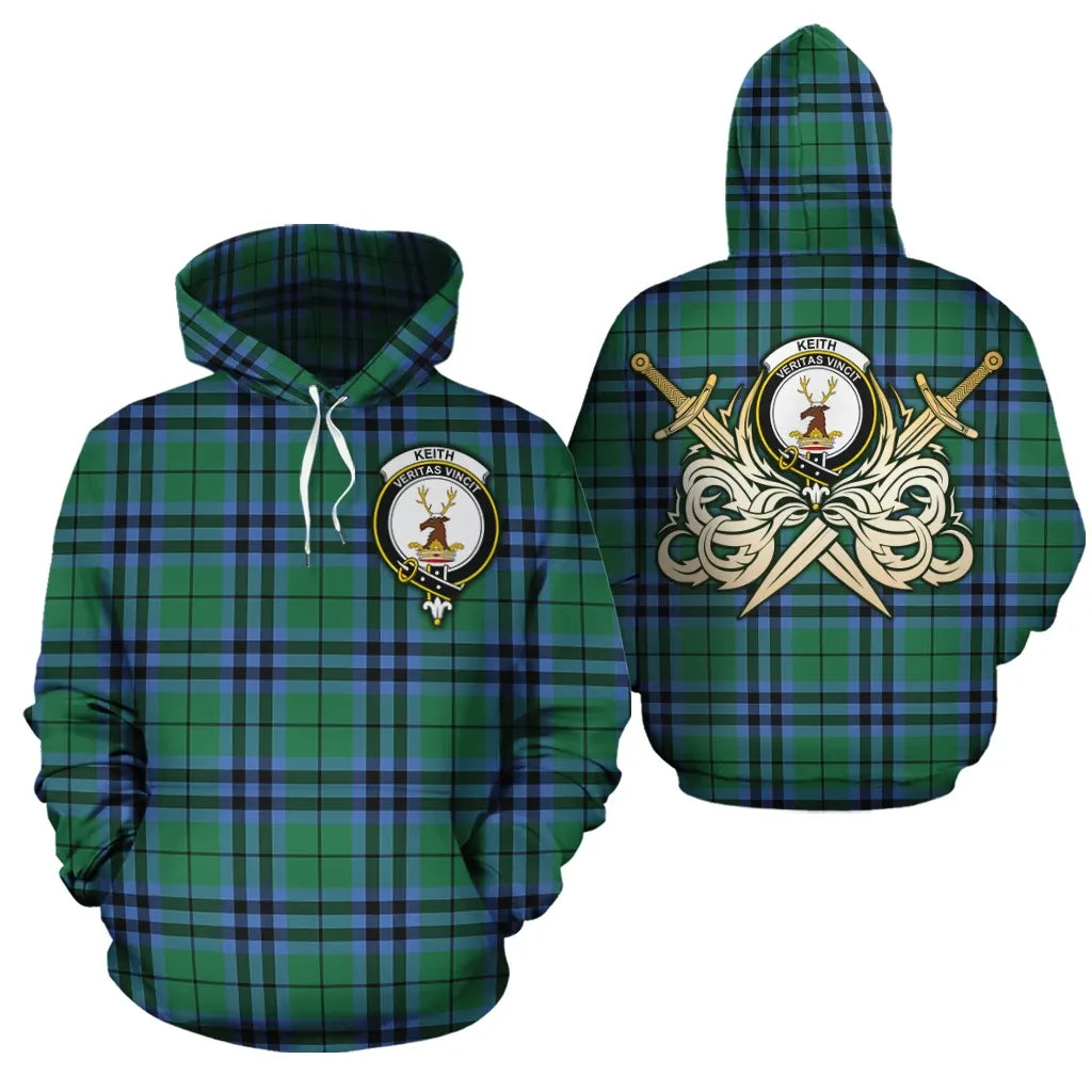 Printivon Keith Ancient Clan Crest Tartan Scottish Gold Thistle Hoodie