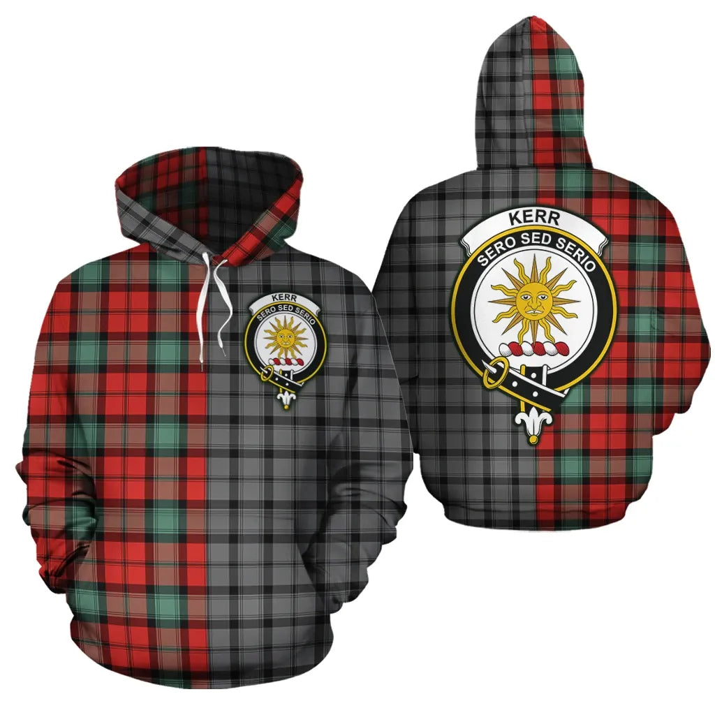 Printivon Kerr Ancient Clan Half Of Me New Version Crest Tartan Hoodie