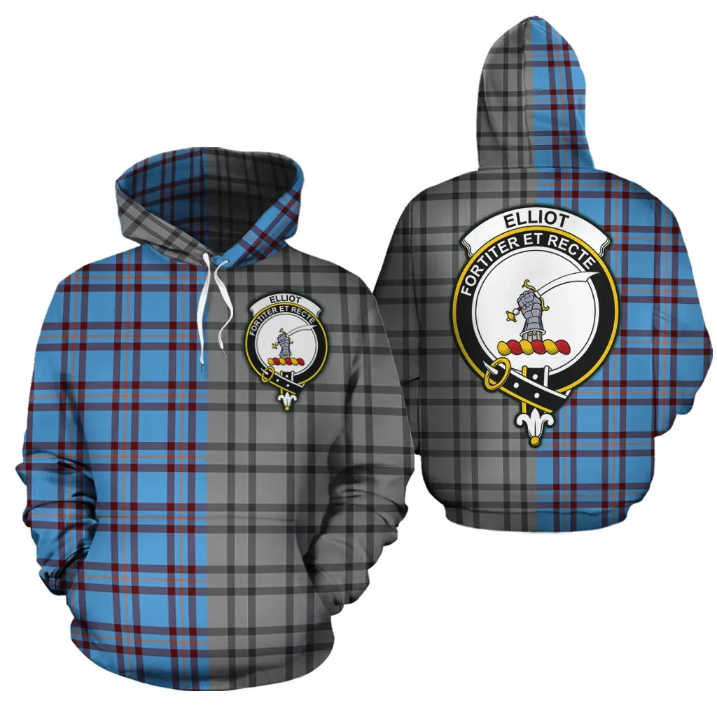 Printivon Elliot Ancient Clan Half Of Me New Version Crest Tartan Hoodie