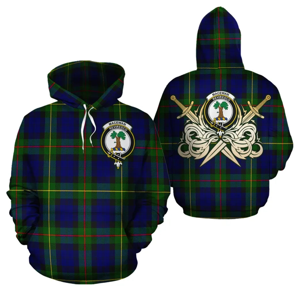 Printivon Macewan Clan Crest Tartan Scottish Gold Thistle Hoodie