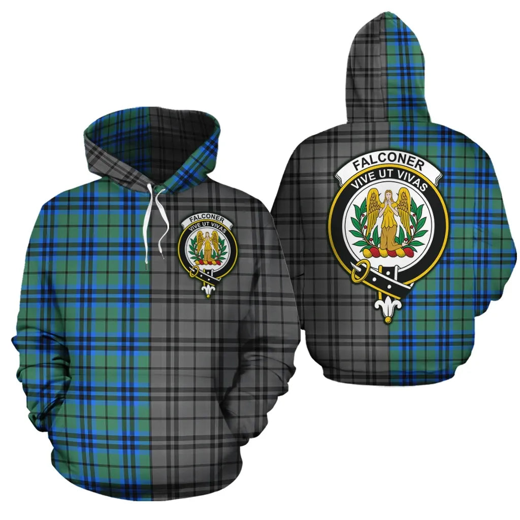 Printivon Falconer Clan Half Of Me New Version Crest Tartan Hoodie