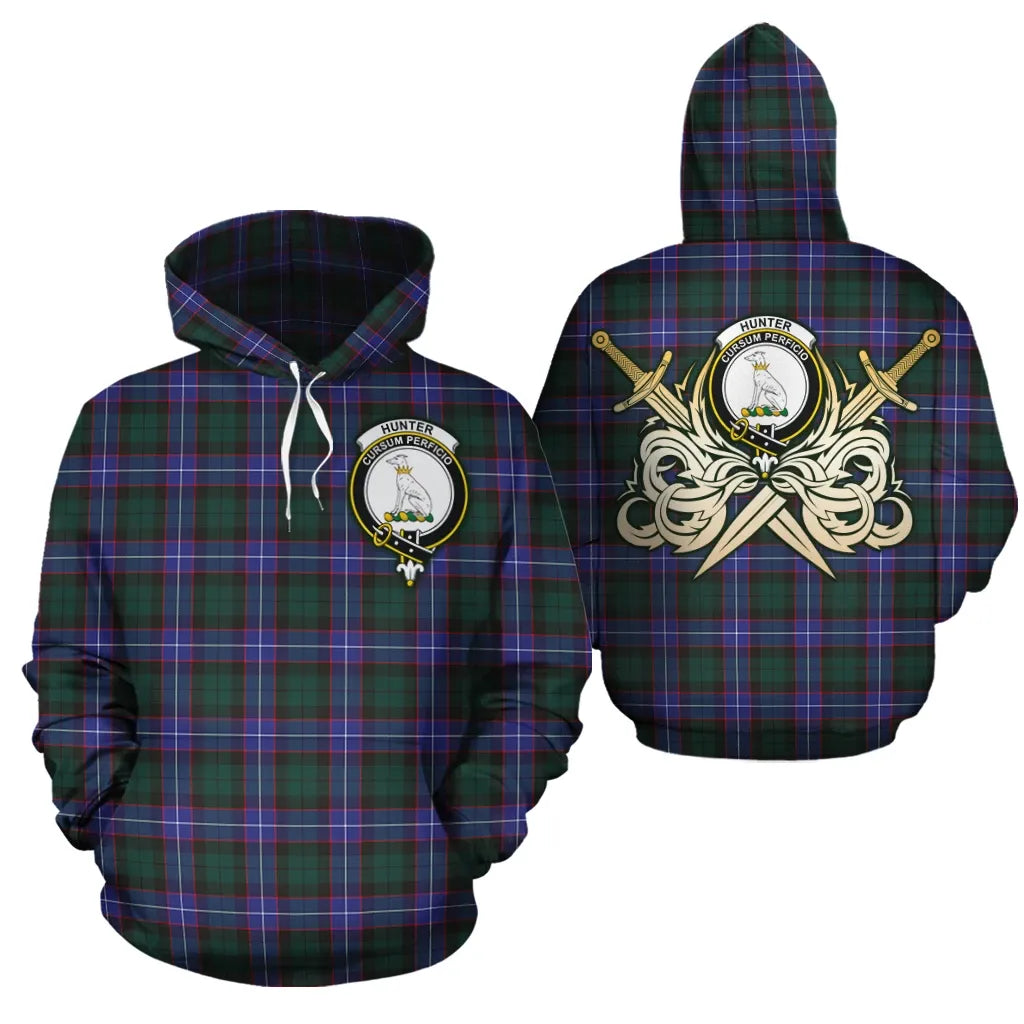 Printivon Hunter Modern Clan Crest Tartan Scottish Gold Thistle Hoodie