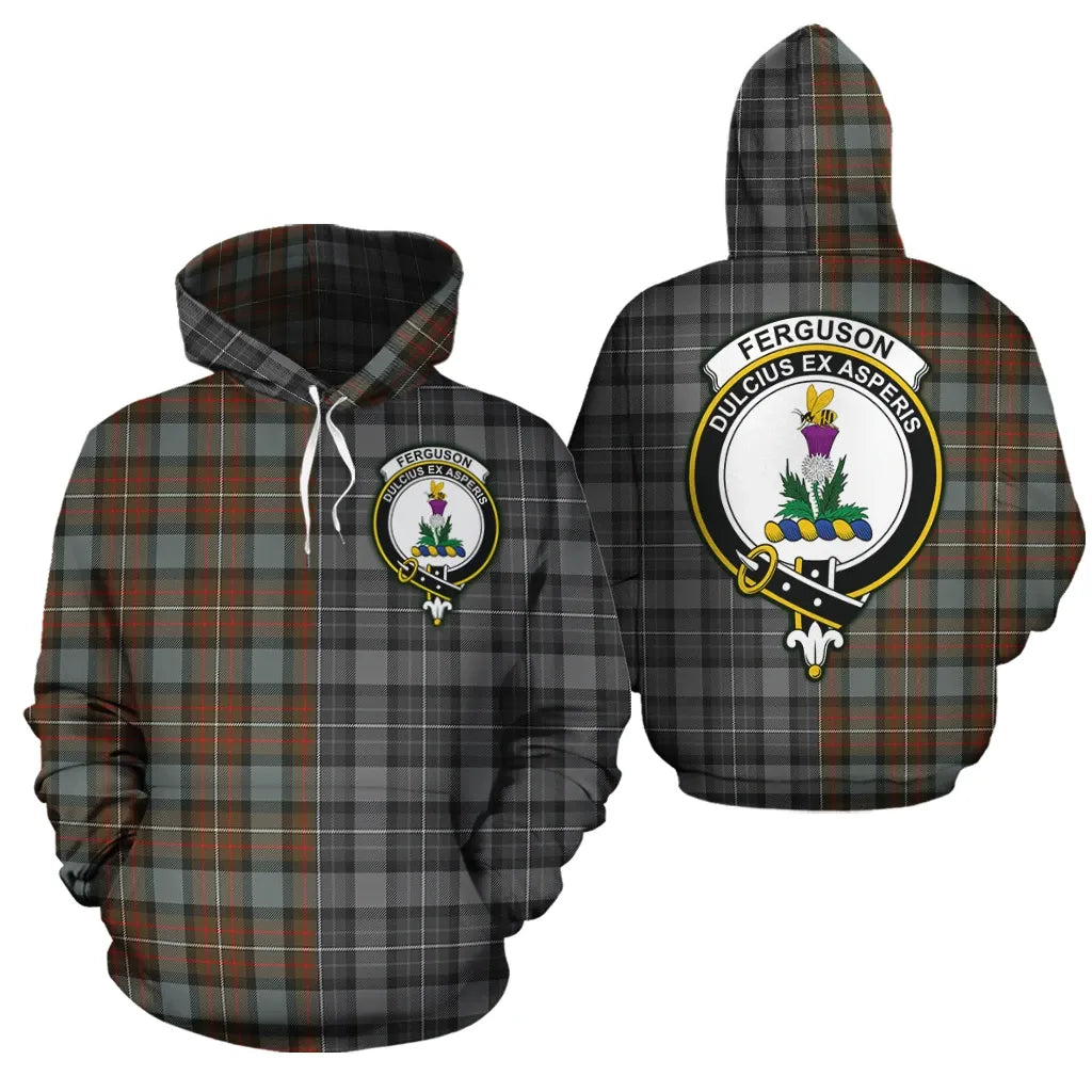 Printivon Ferguson Weathered Clan Half Of Me New Version Crest Tartan Hoodie