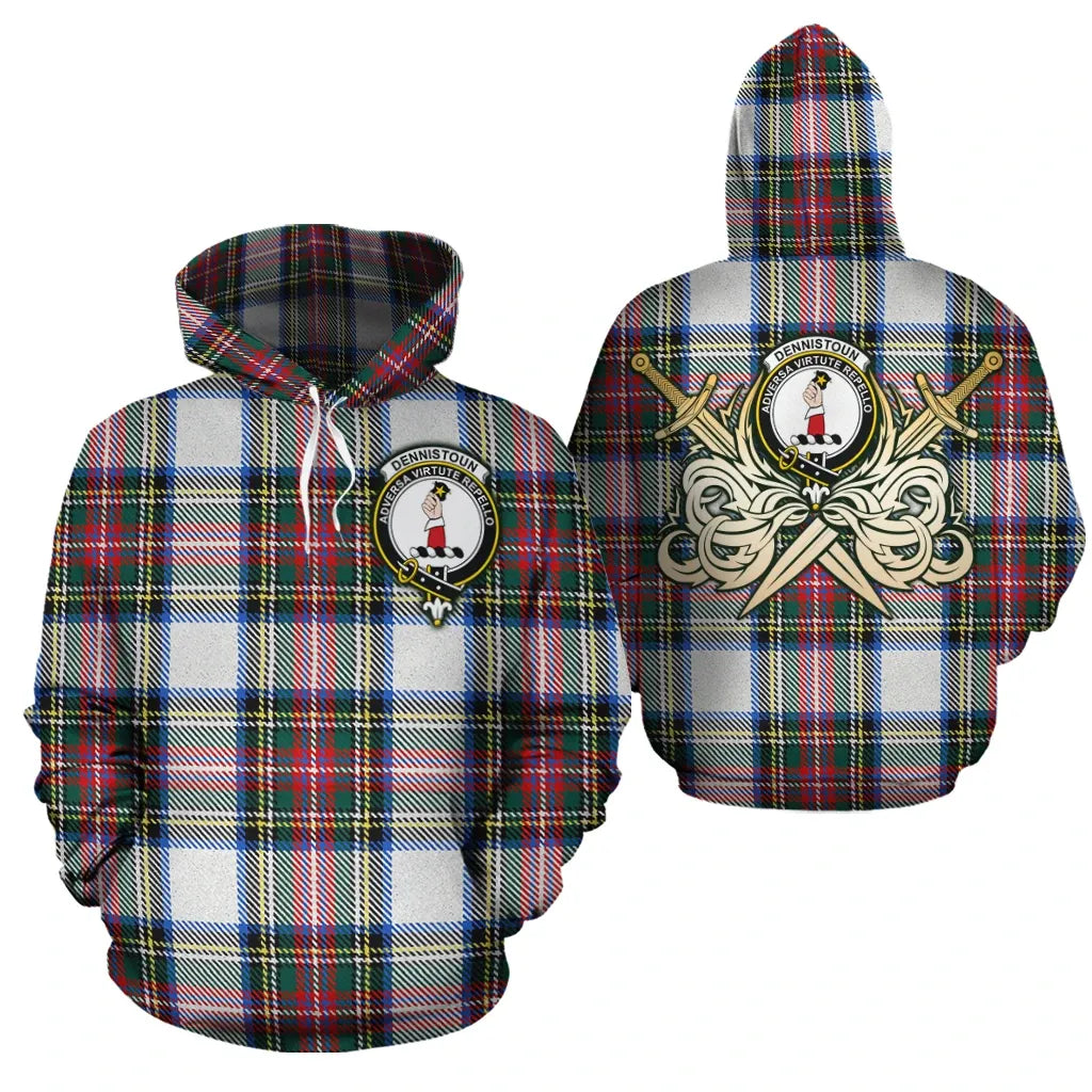 Printivon Dennistoun Clan Crest Tartan Scottish Gold Thistle Hoodie
