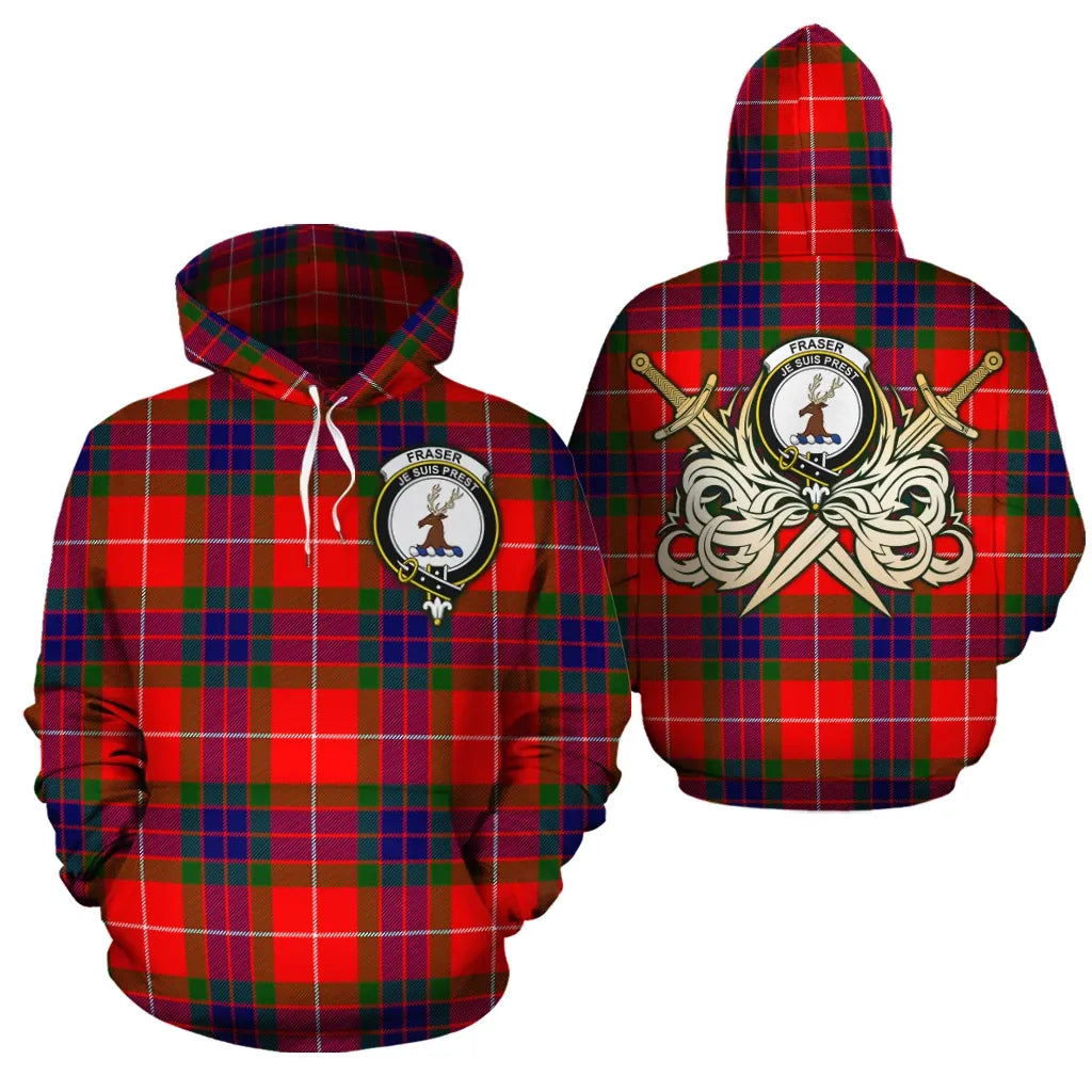Printivon Fraser Modern Clan Crest Tartan Scottish Gold Thistle Hoodie
