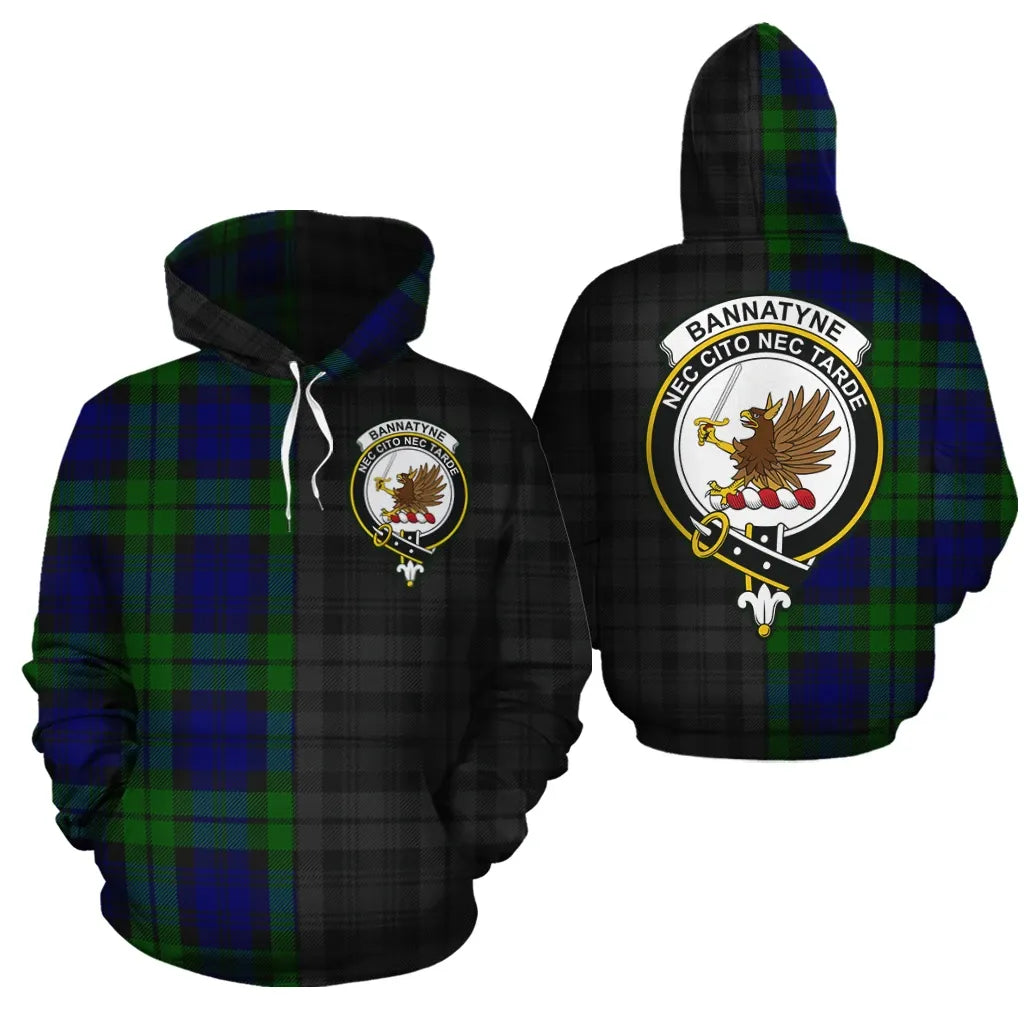Printivon Bannatyne Clan Half Of Me New Version Crest Tartan Hoodie