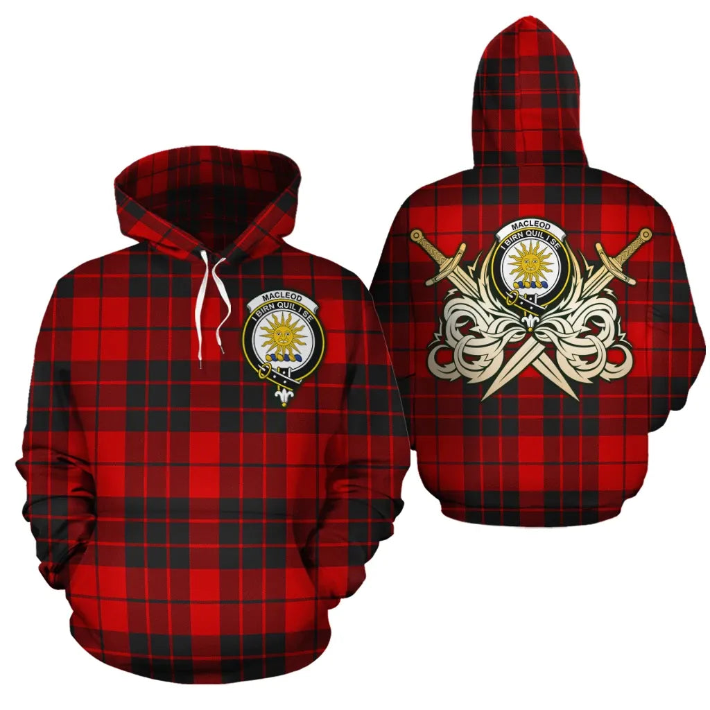 Printivon Macleod Of Raasay Clan Crest Tartan Scottish Gold Thistle Hoodie