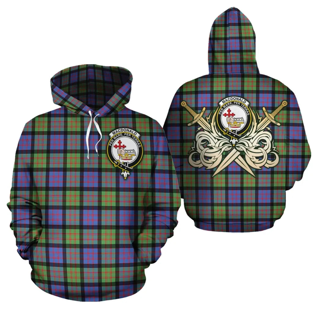Printivon Macdonald Ancient Clan Crest Tartan Scottish Gold Thistle Hoodie