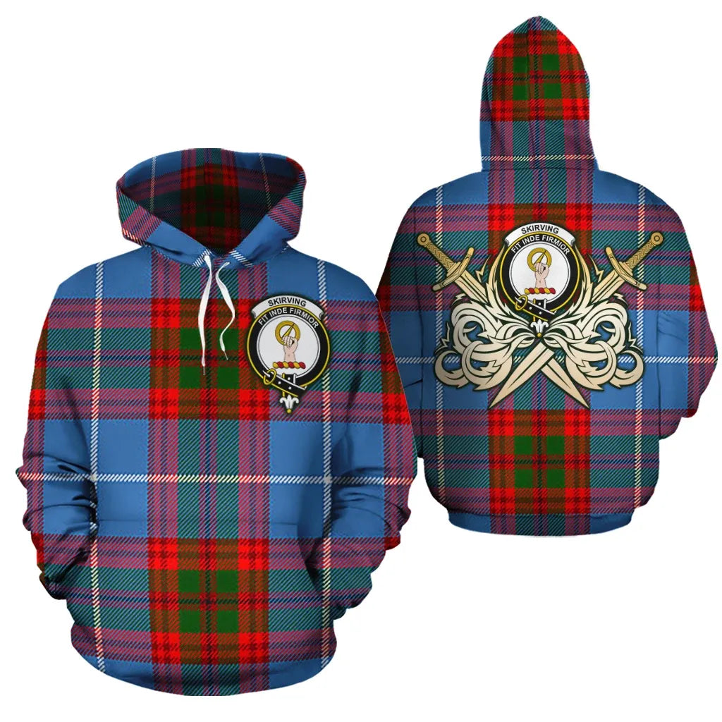 Printivon Skirving Clan Crest Tartan Scottish Gold Thistle Hoodie