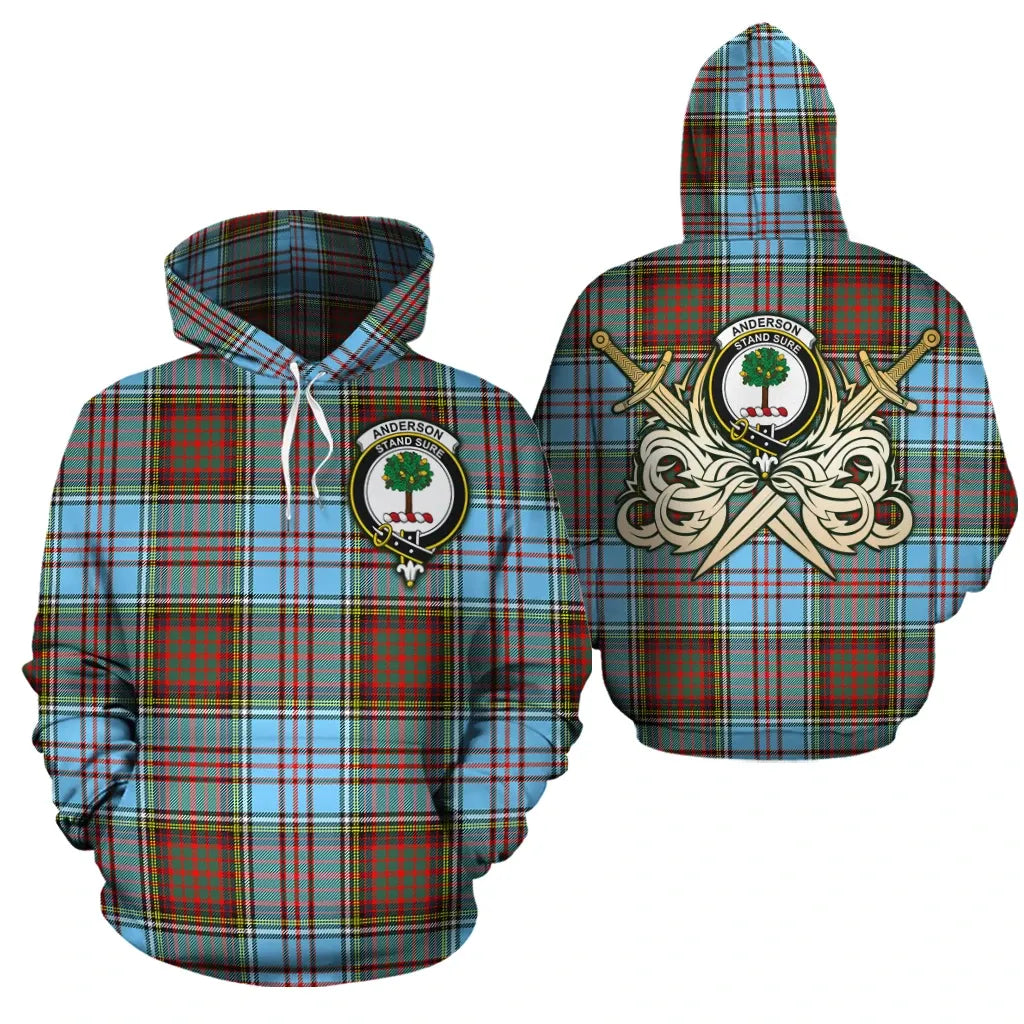 Printivon Anderson Ancient Clan Crest Tartan Scottish Gold Thistle Hoodie
