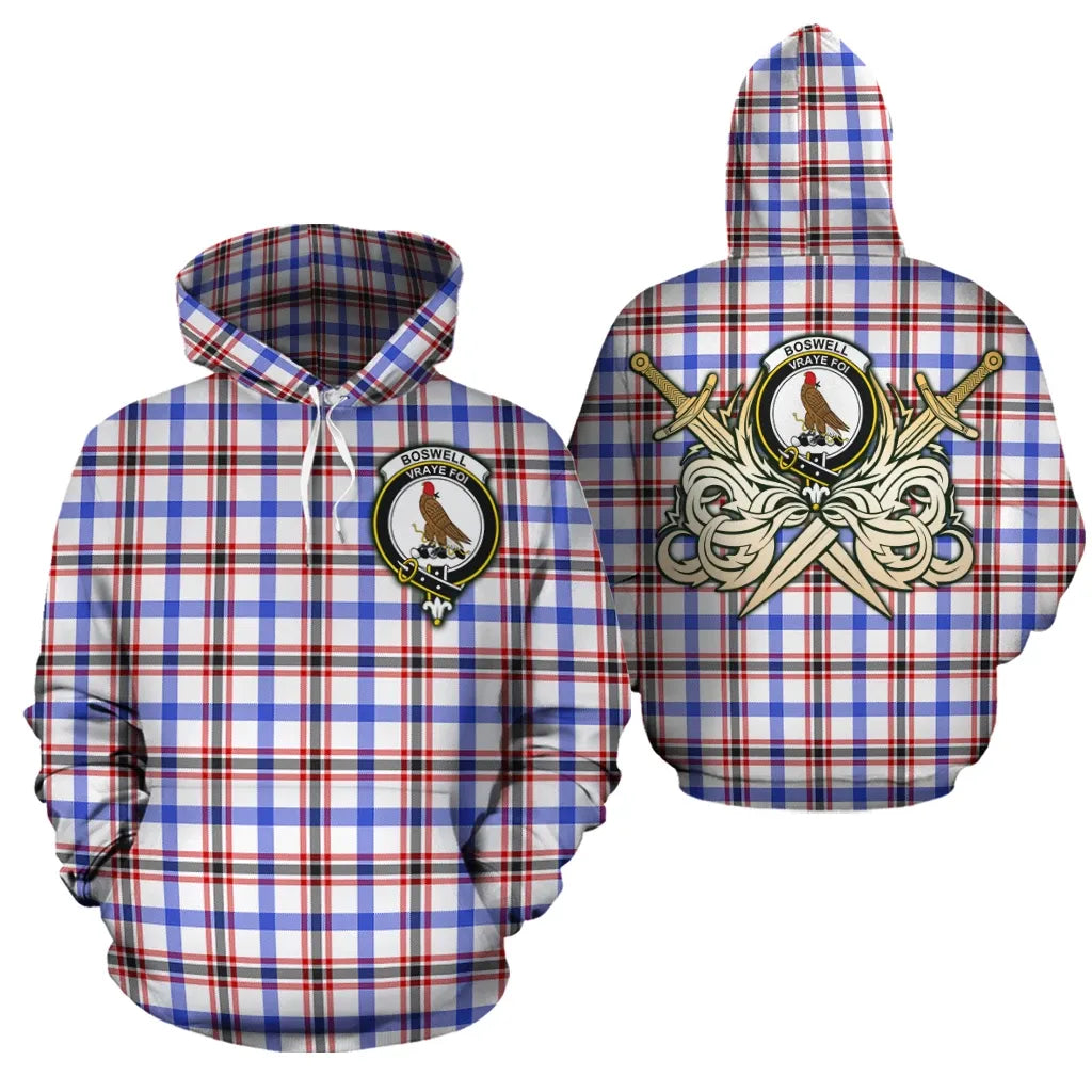 Printivon Boswell Modern Clan Crest Tartan Scottish Gold Thistle Hoodie