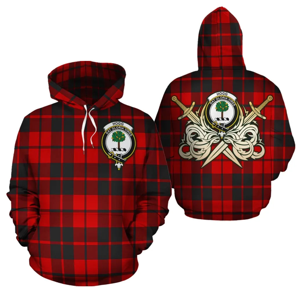 Printivon Hogg Clan Crest Tartan Scottish Gold Thistle Hoodie