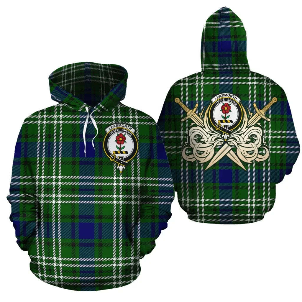 Printivon Learmonth Clan Crest Tartan Scottish Gold Thistle Hoodie