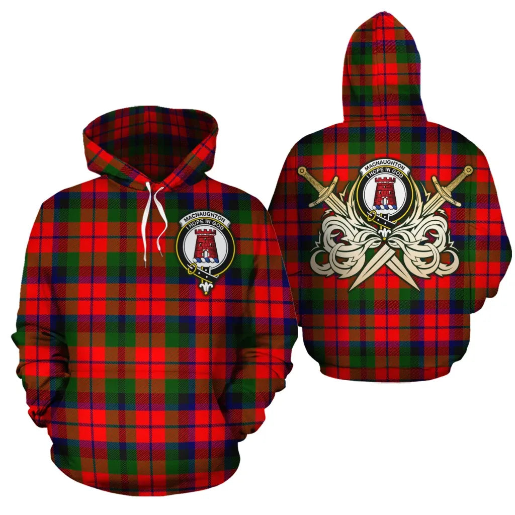 Printivon Macnaughton Modern Clan Crest Tartan Scottish Gold Thistle Hoodie