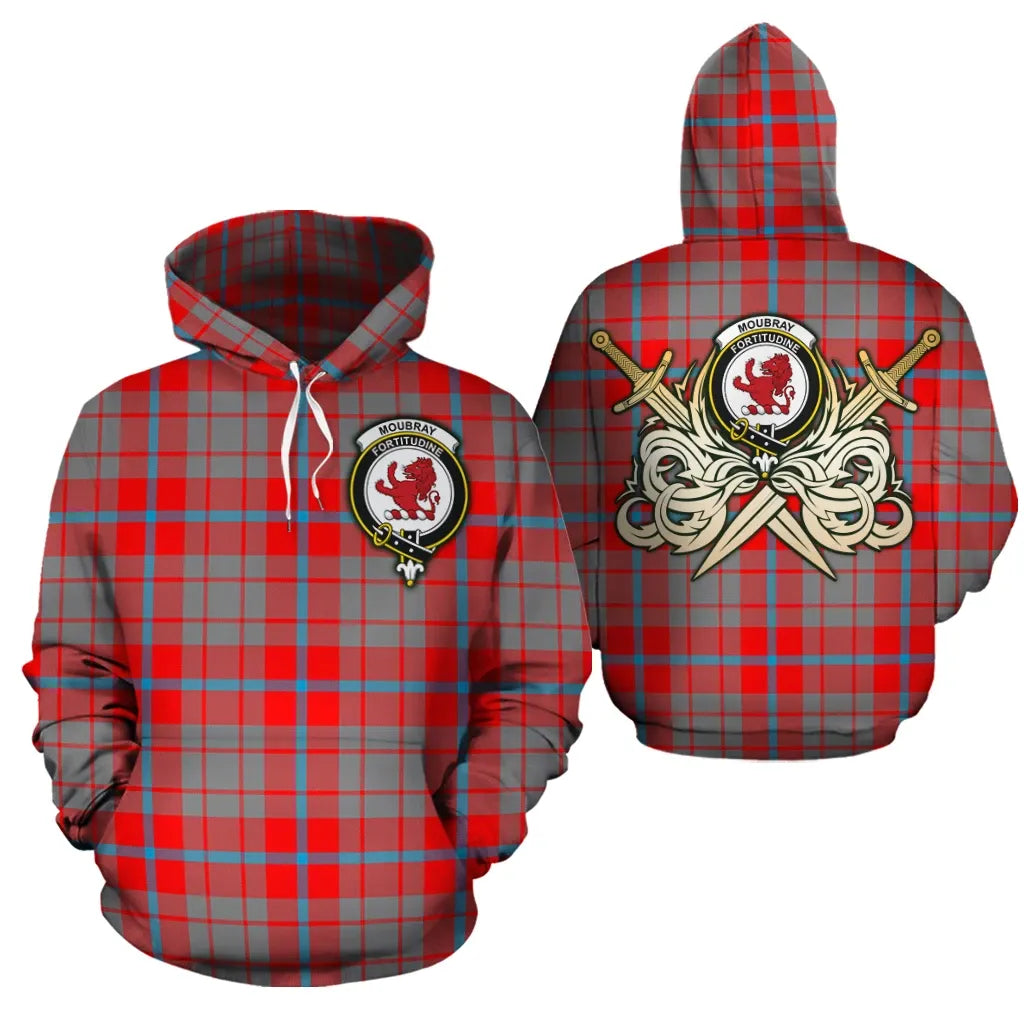 Printivon Moubray Clan Crest Tartan Scottish Gold Thistle Hoodie