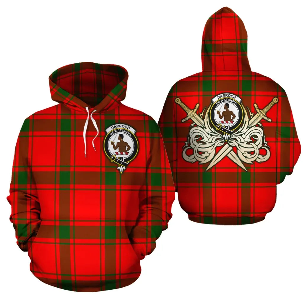 Printivon Darroch Clan Crest Tartan Scottish Gold Thistle Hoodie