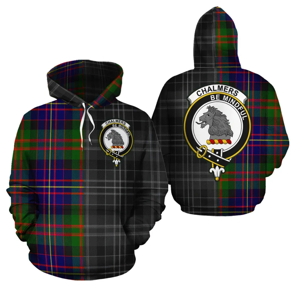 Printivon Chalmers Modern Clan Half Of Me New Version Crest Tartan Hoodie