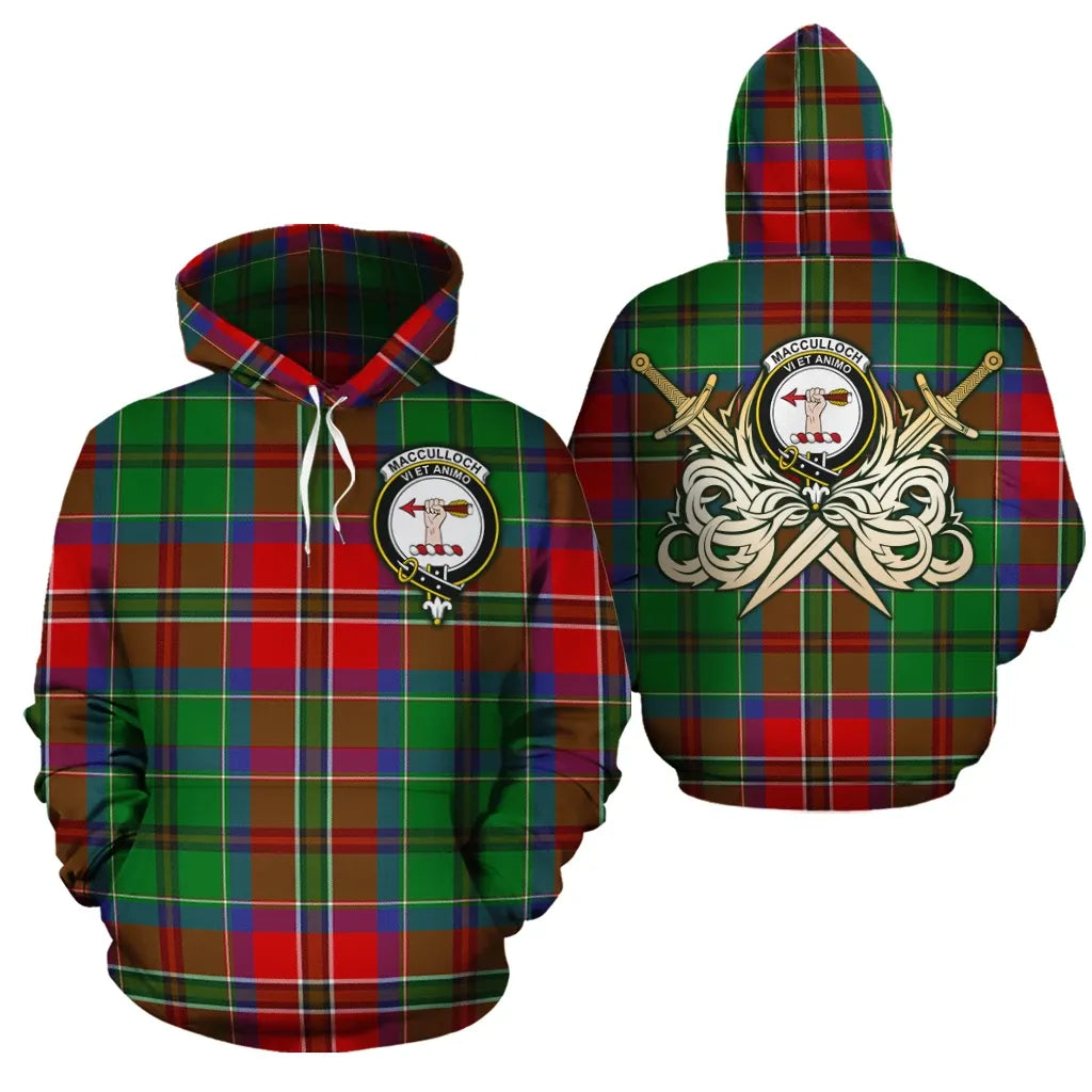 Printivon Macculloch Clan Crest Tartan Scottish Gold Thistle Hoodie