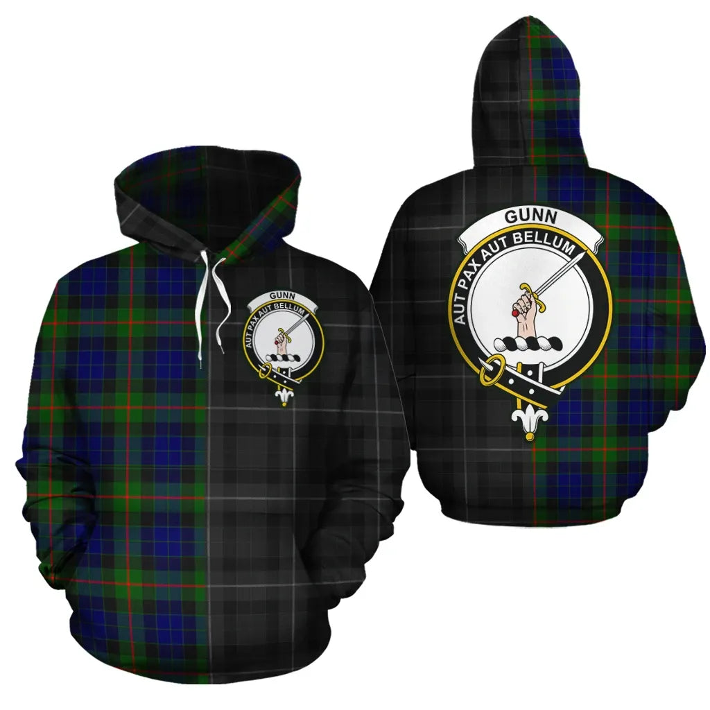Printivon Gunn Modern Clan Half Of Me New Version Crest Tartan Hoodie