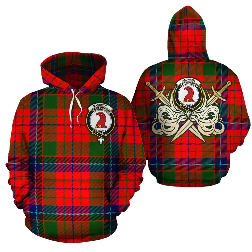 Printivon Macnicol Of Scorrybreac Clan Crest Tartan Scottish Gold Thistle Hoodie
