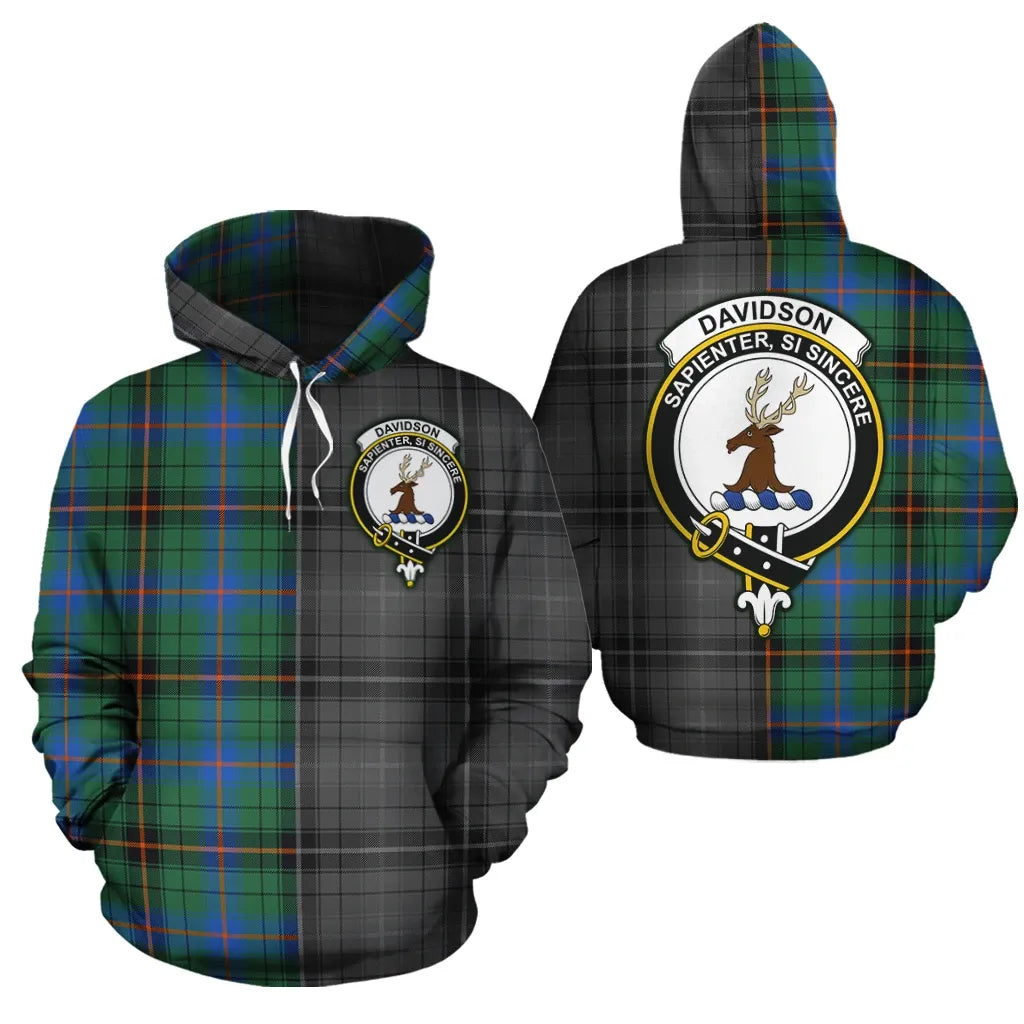 Printivon Davidson Ancient Clan Half Of Me New Version Crest Tartan Hoodie