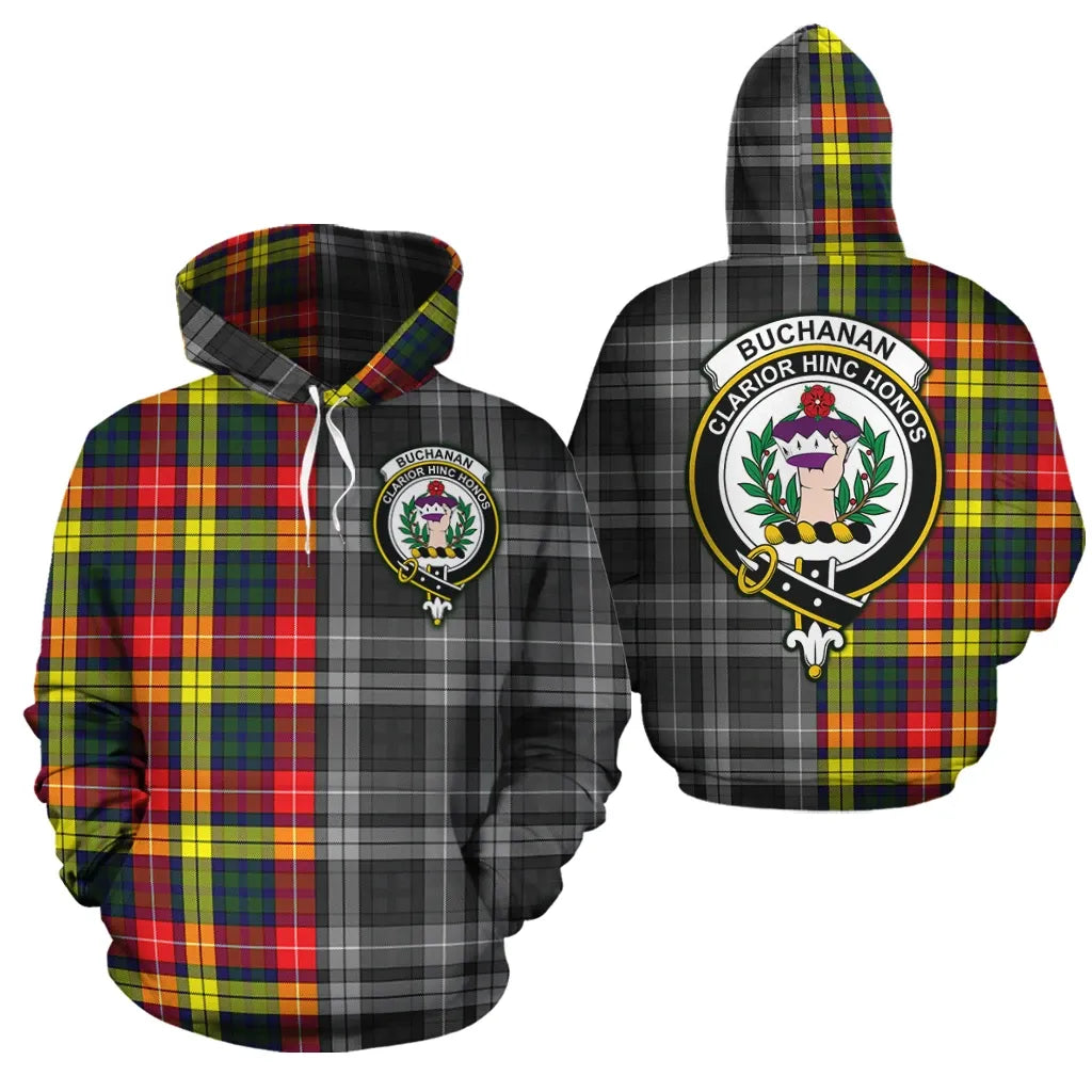 Printivon Buchanan Modern Clan Half Of Me New Version Crest Tartan Hoodie