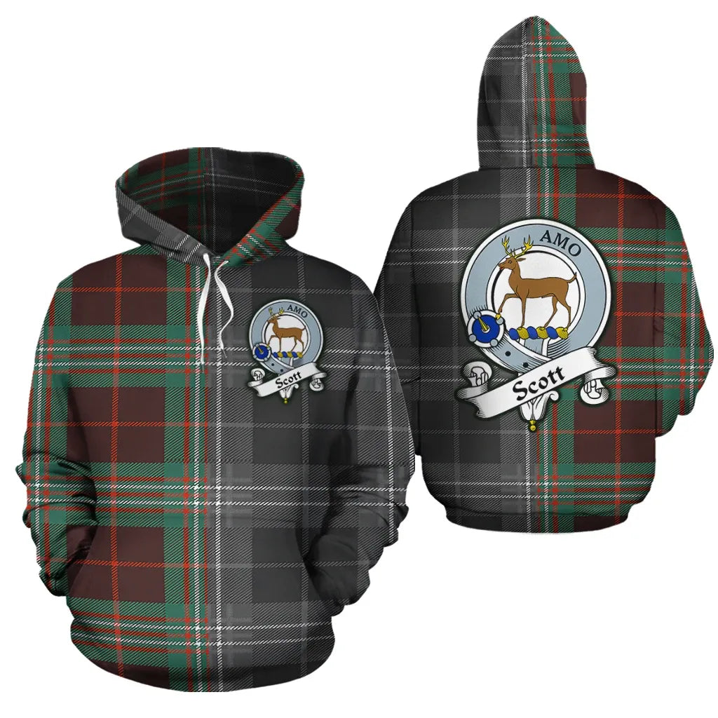 Printivon Scott Brown Ancient Clan Half Of Me New Version Crest Tartan Hoodie