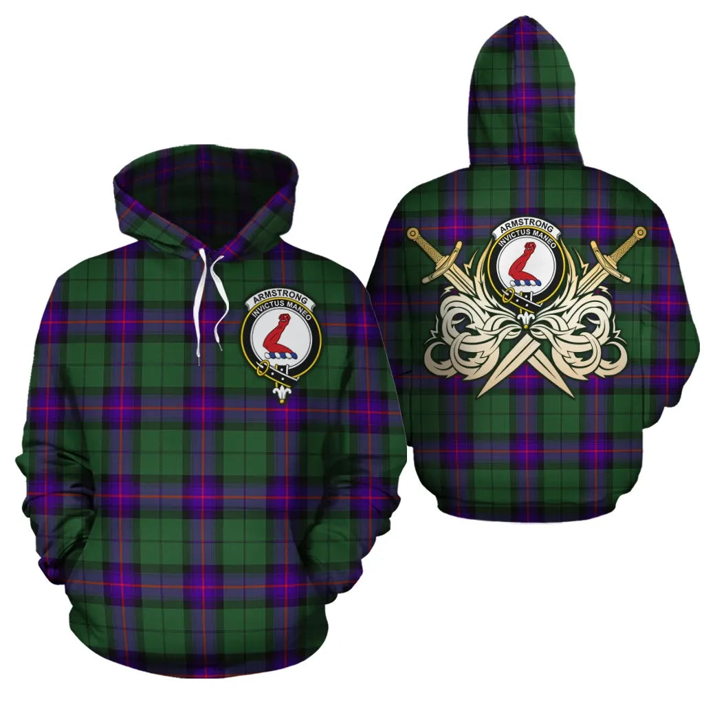 Printivon Armstrong Modern Clan Crest Tartan Scottish Gold Thistle Hoodie