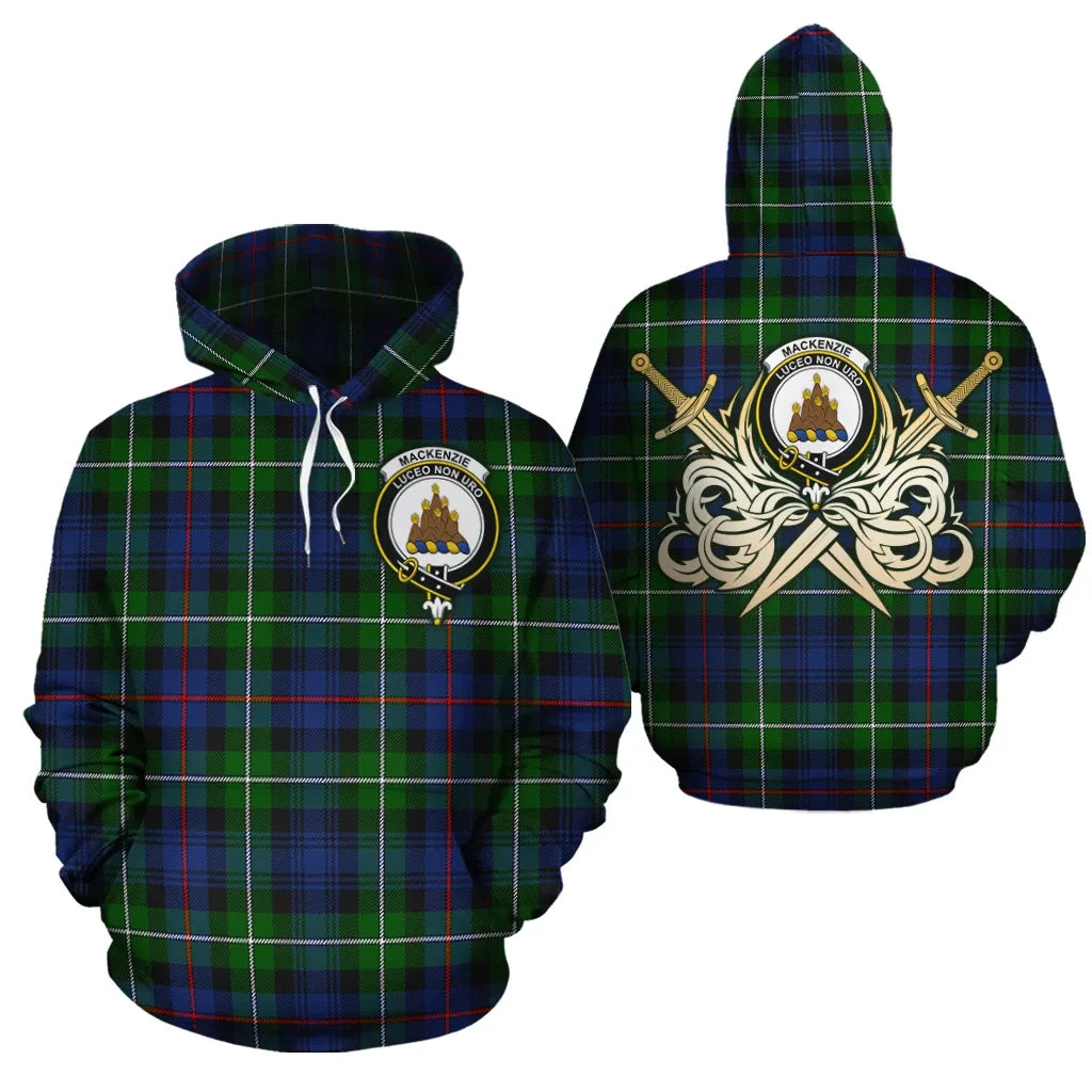 Printivon Mackenzie Modern Clan Crest Tartan Scottish Gold Thistle Hoodie
