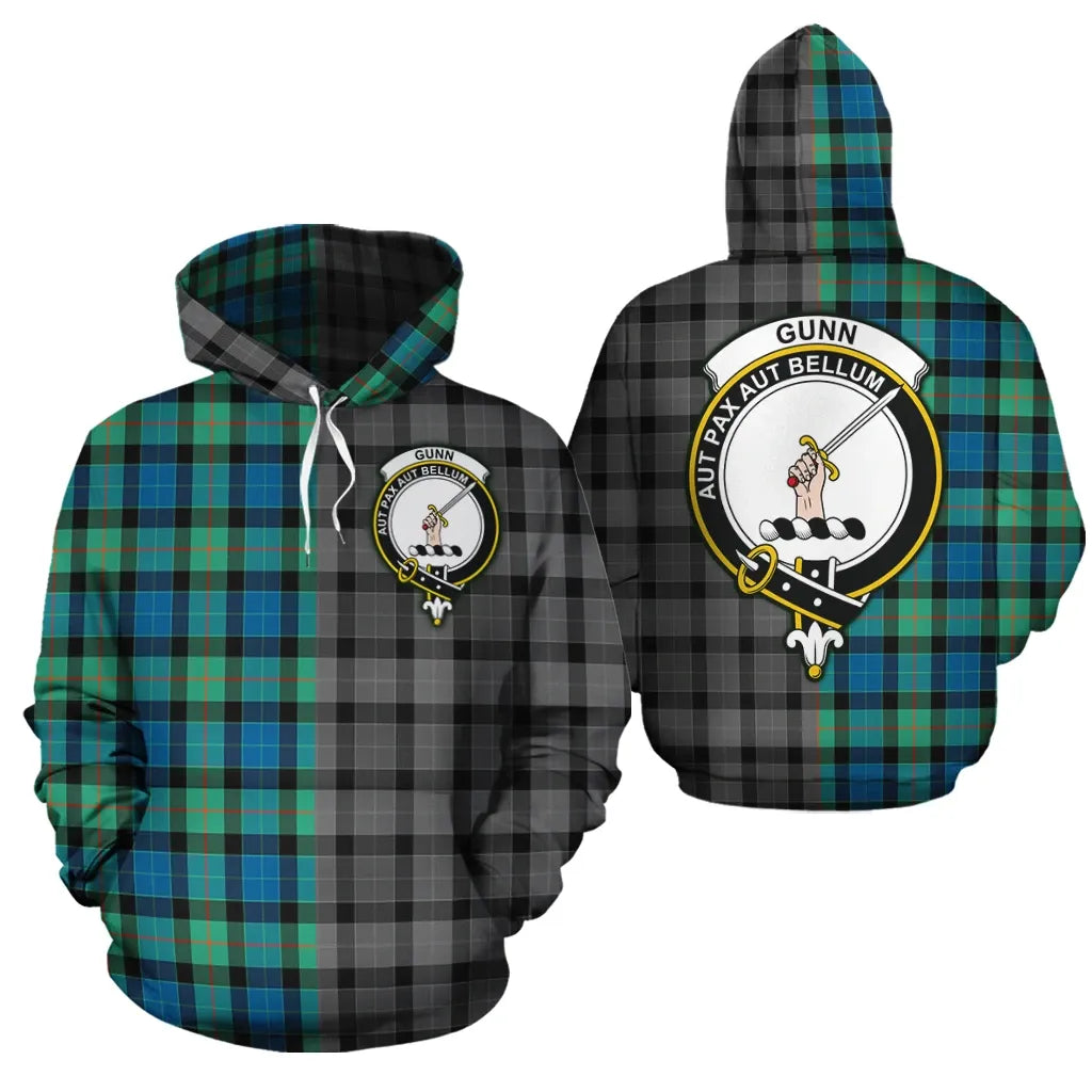 Printivon Gunn Ancient Clan Half Of Me New Version Crest Tartan Hoodie