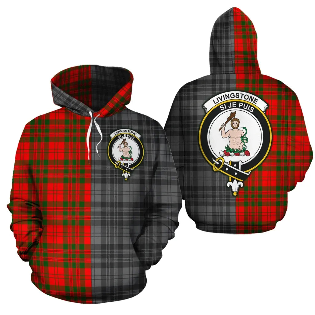 Printivon Livingstone Modern Clan Half Of Me New Version Crest Tartan Hoodie