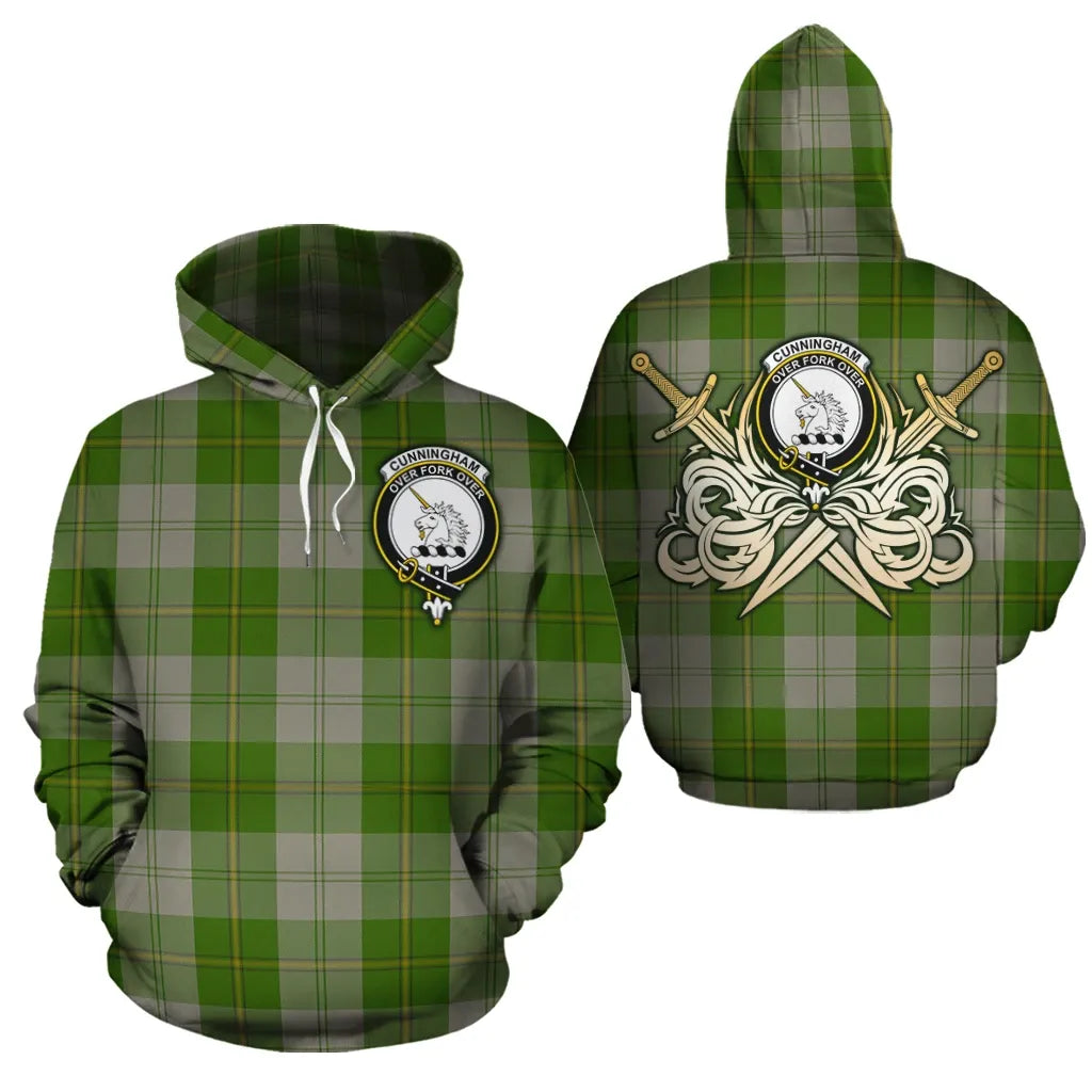 Printivon Cunningham Dress Green Dancers Clan Crest Tartan Scottish Gold Thistle Hoodie