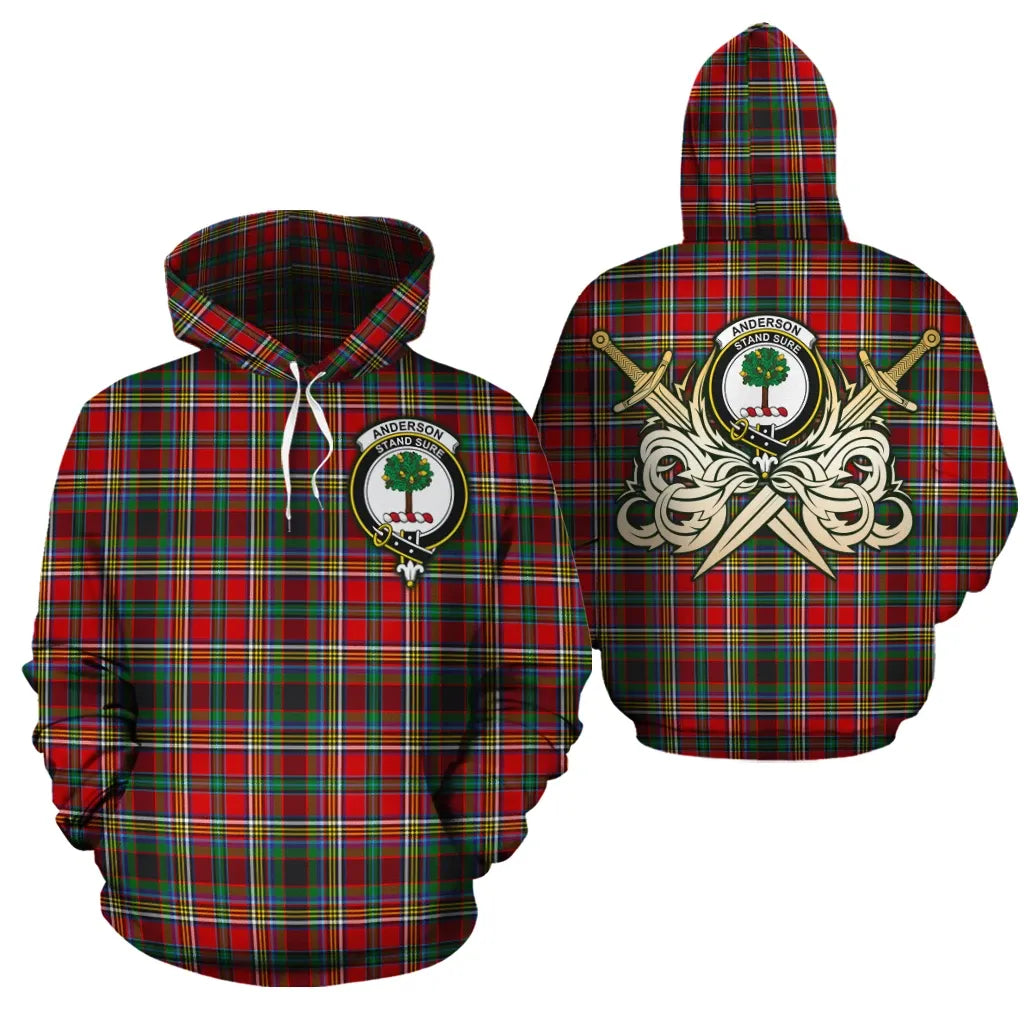 Printivon Anderson Of Arbrake Clan Crest Tartan Scottish Gold Thistle Hoodie