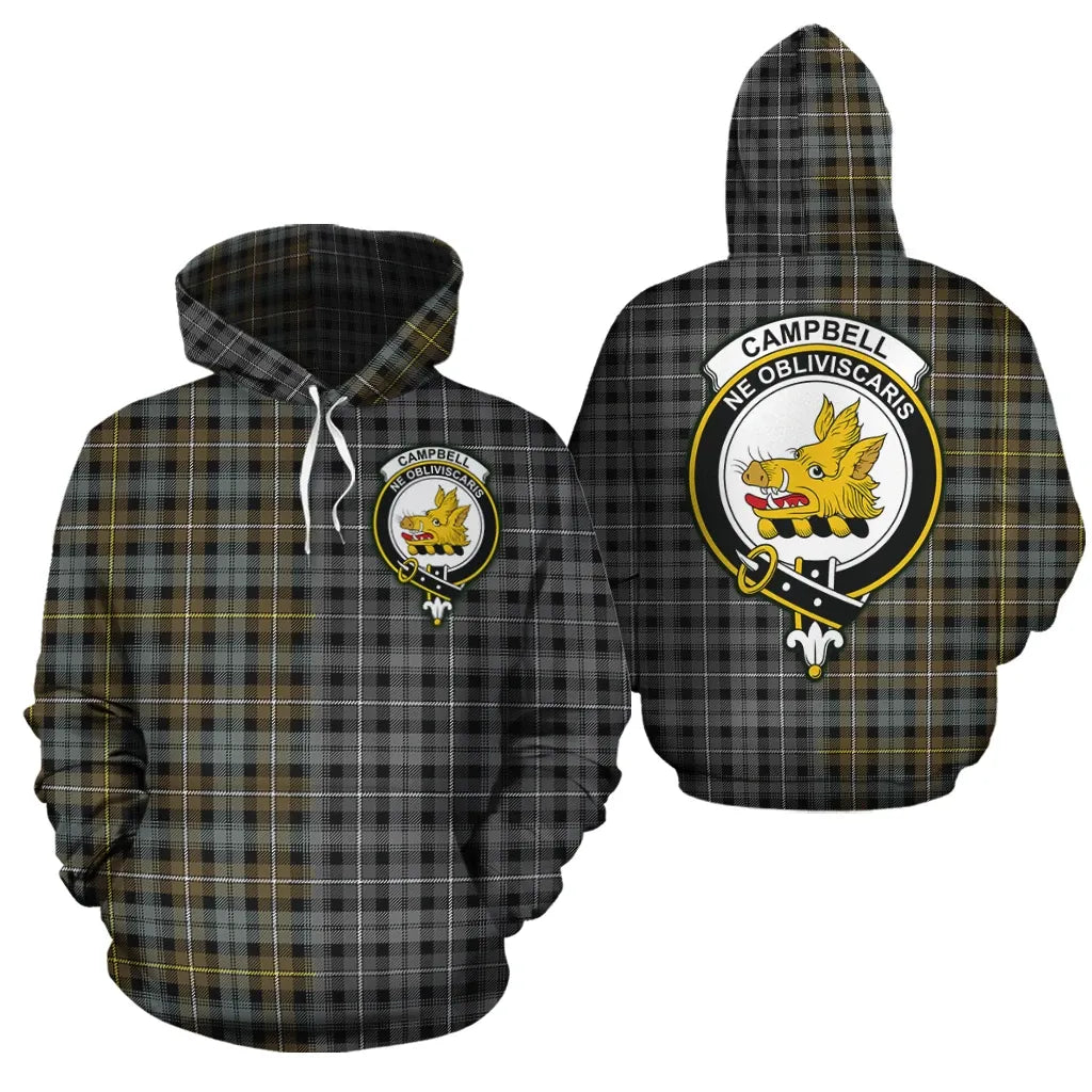Printivon Campbell Argyll Weathered Clan Half Of Me New Version Crest Tartan Hoodie